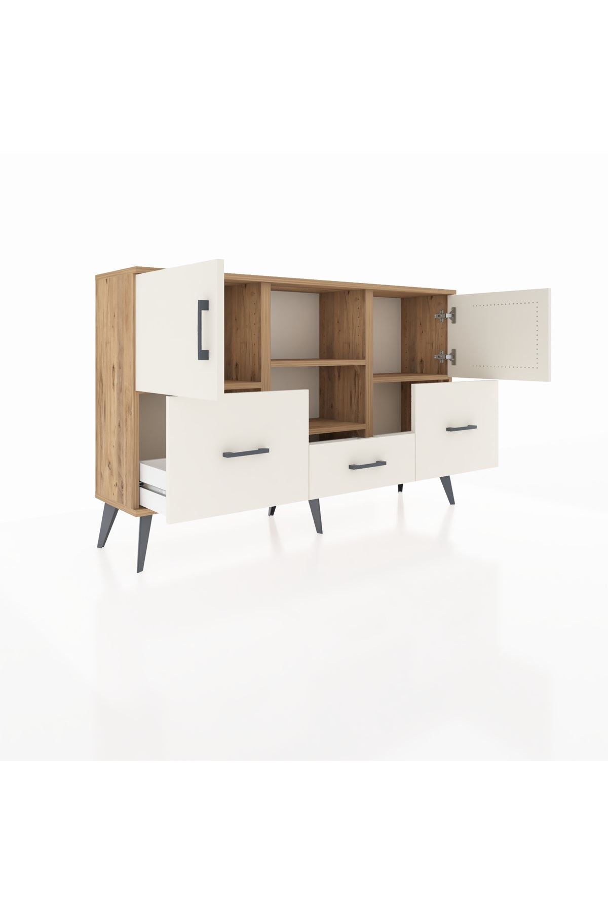 Arges Konsol 4 Raflı 3 Çekmeceli 3 Kapaklı 132x30x83 - S144M011V22A
