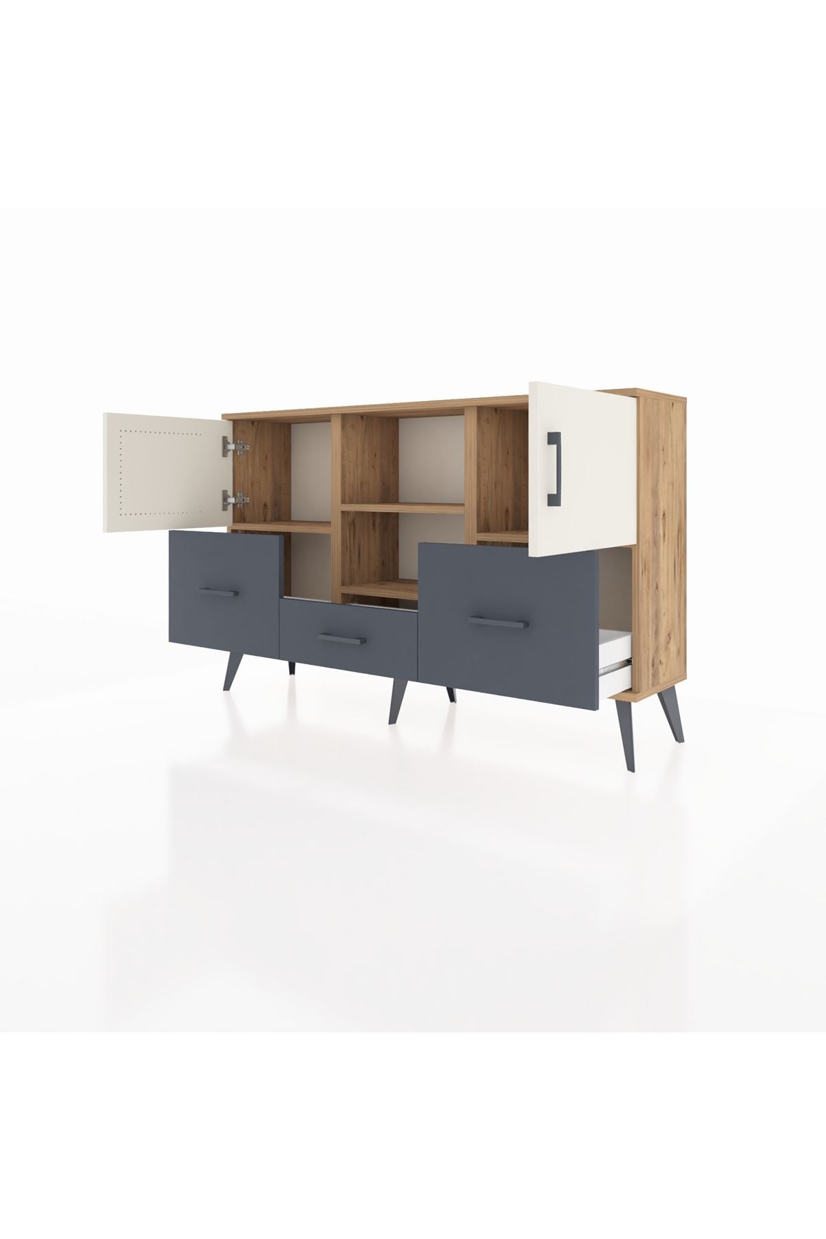 Arges Konsol 4 Raflı 3 Çekmeceli 3 Kapaklı 132x30x83 - S144M011V23A