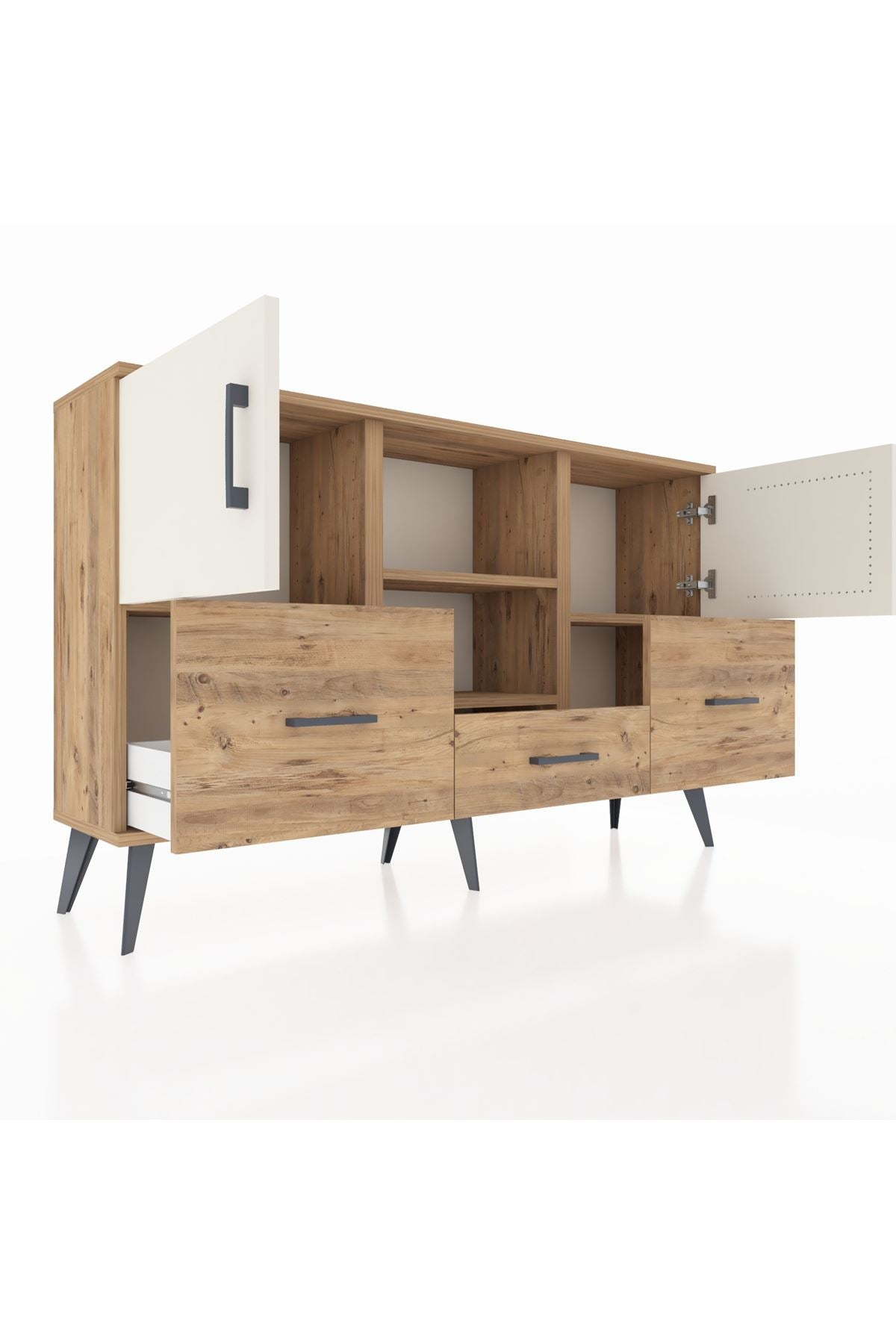 Arges Konsol 4 Raflı 3 Çekmeceli 3 Kapaklı 132x30x83 - S144M011V24A