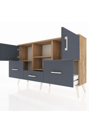 Arges Konsol 4 Raflı 3 Çekmeceli 3 Kapaklı 132x30x83 - S144M011V26A