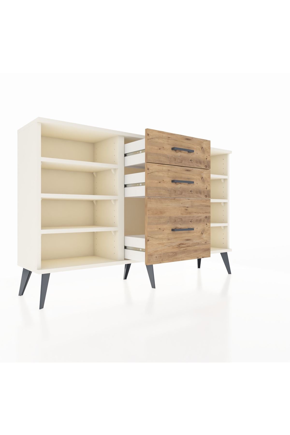 Arges Konsol 6 Raflı 3 Çekmeceli 132x30x83 - S144M012V06A