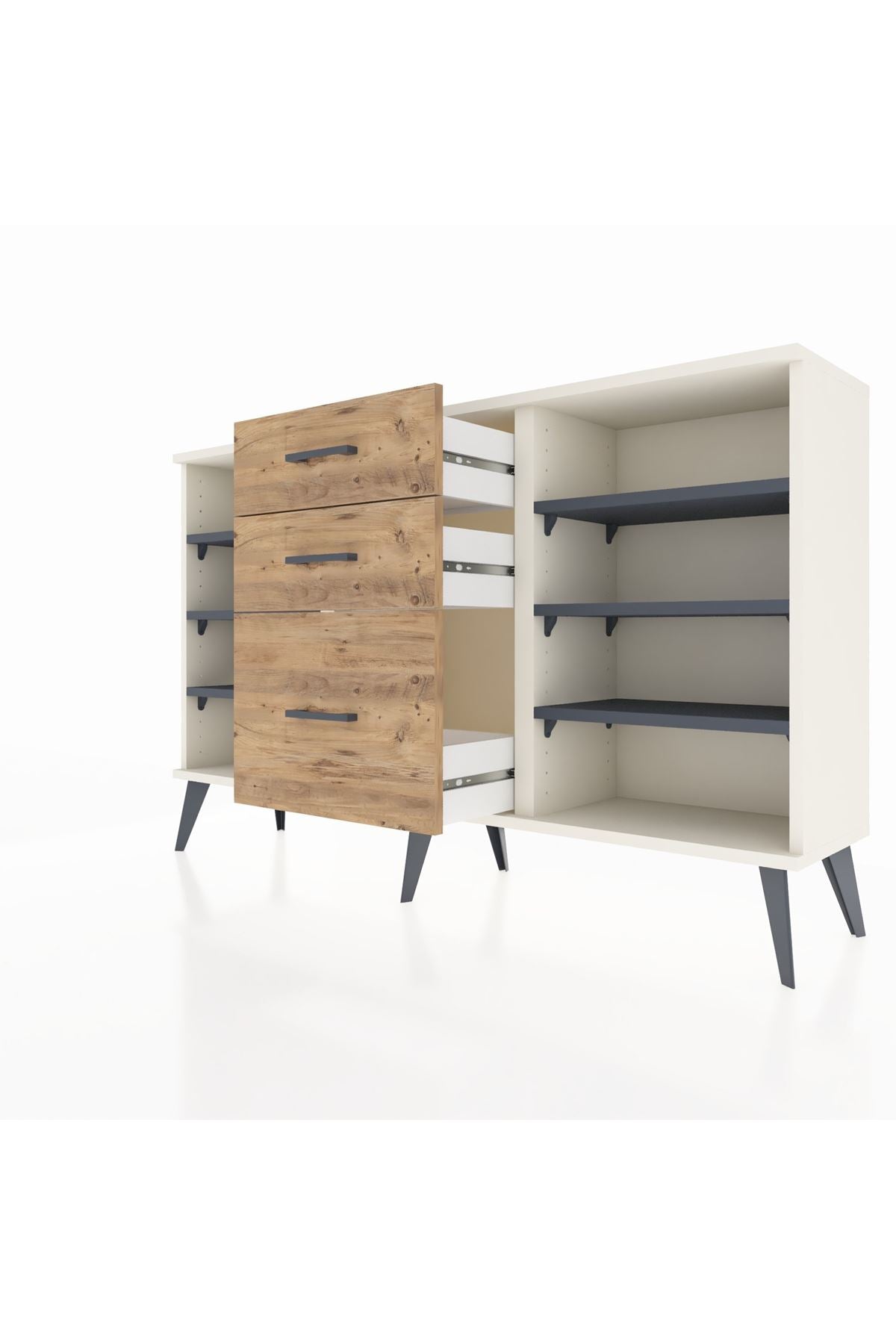 Arges Konsol 6 Raflı 3 Çekmeceli 132x30x83 - S144M012V09A
