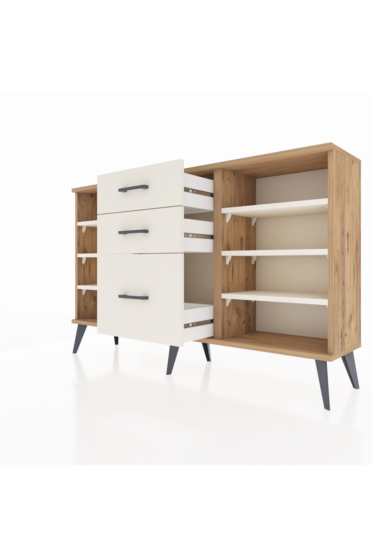 Arges Konsol 6 Raflı 3 Çekmeceli 132x30x83 - S144M012V22A