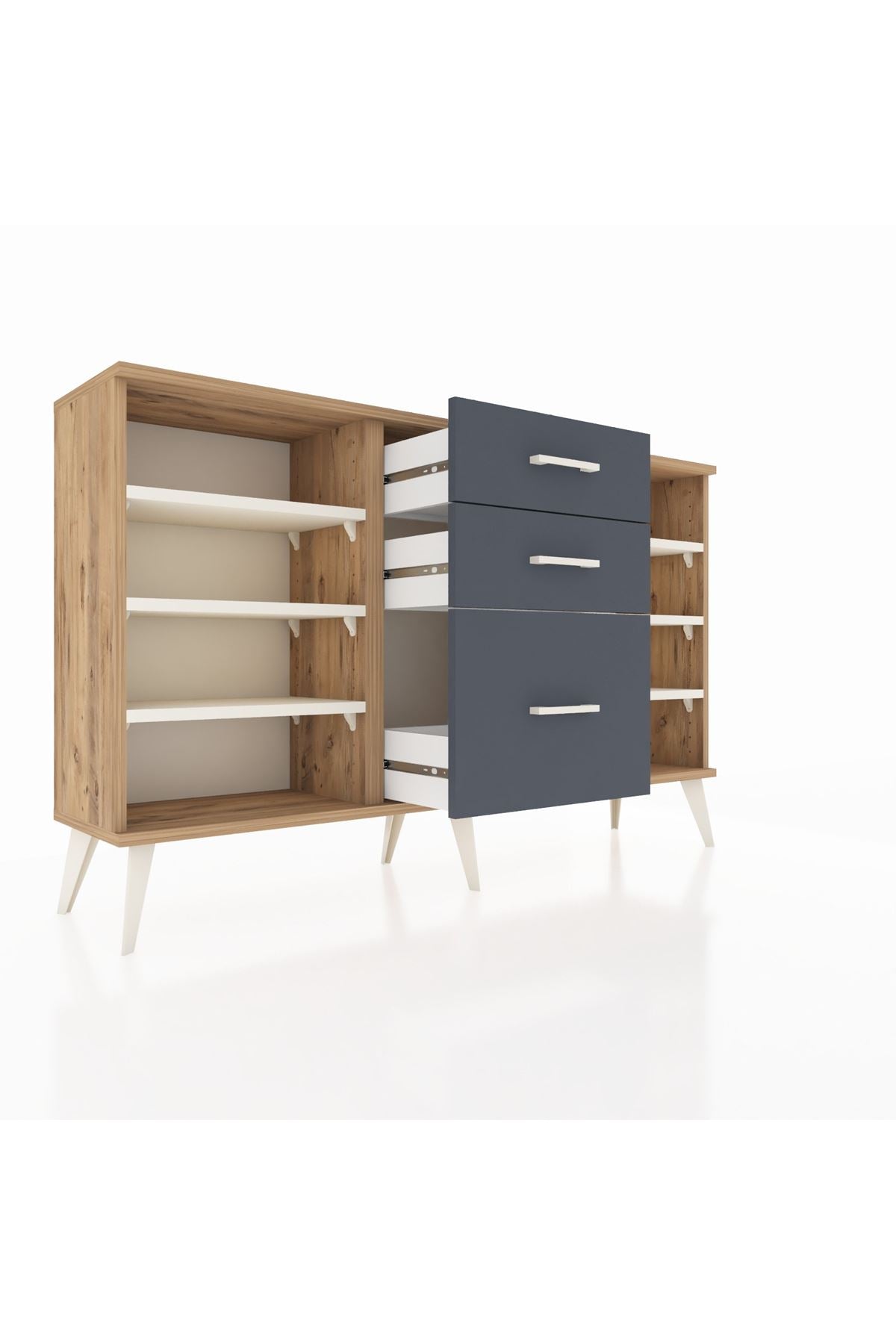 Arges Konsol 6 Raflı 3 Çekmeceli 132x30x83 - S144M012V23A