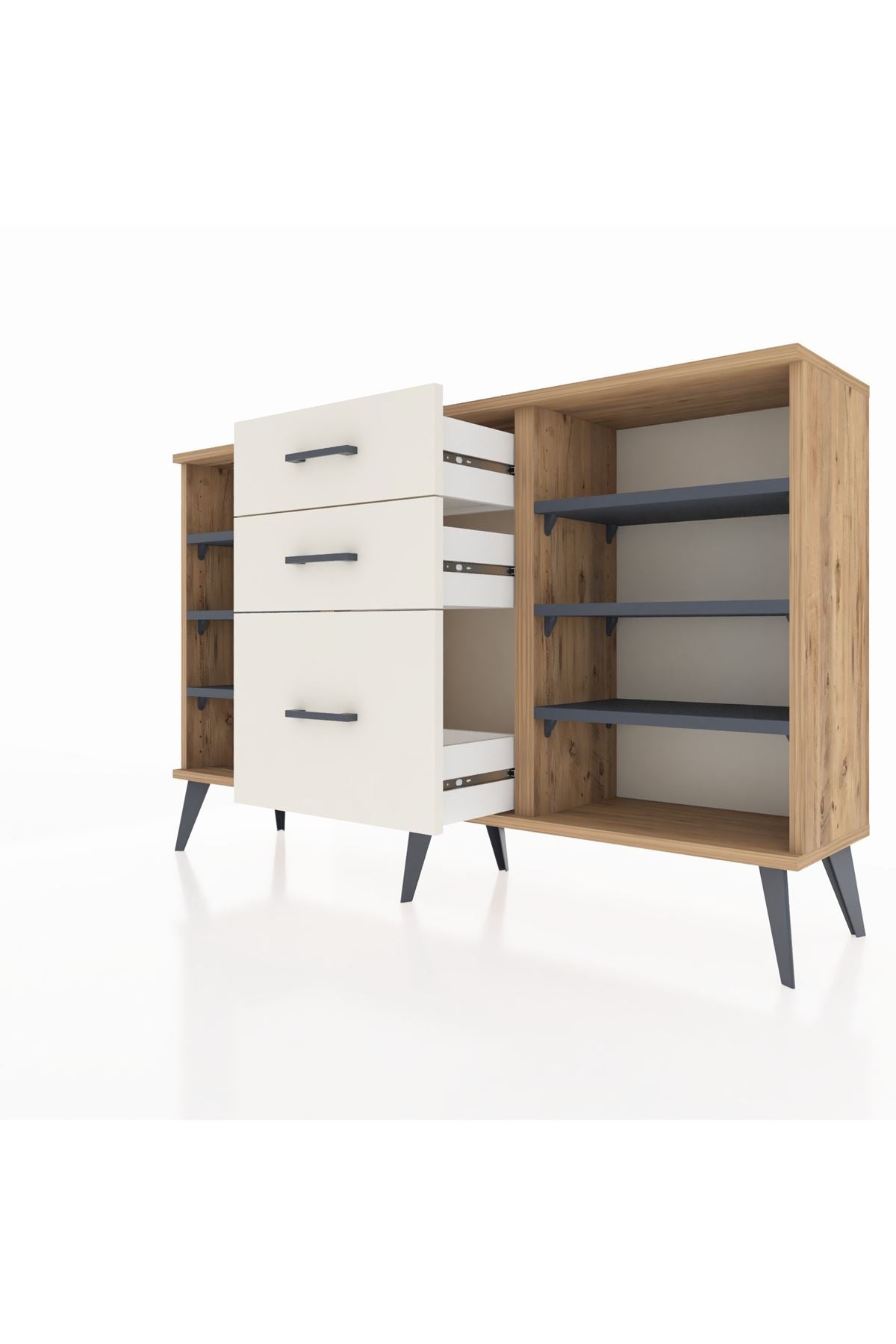 Arges Konsol 6 Raflı 3 Çekmeceli 132x30x83 - S144M012V25A