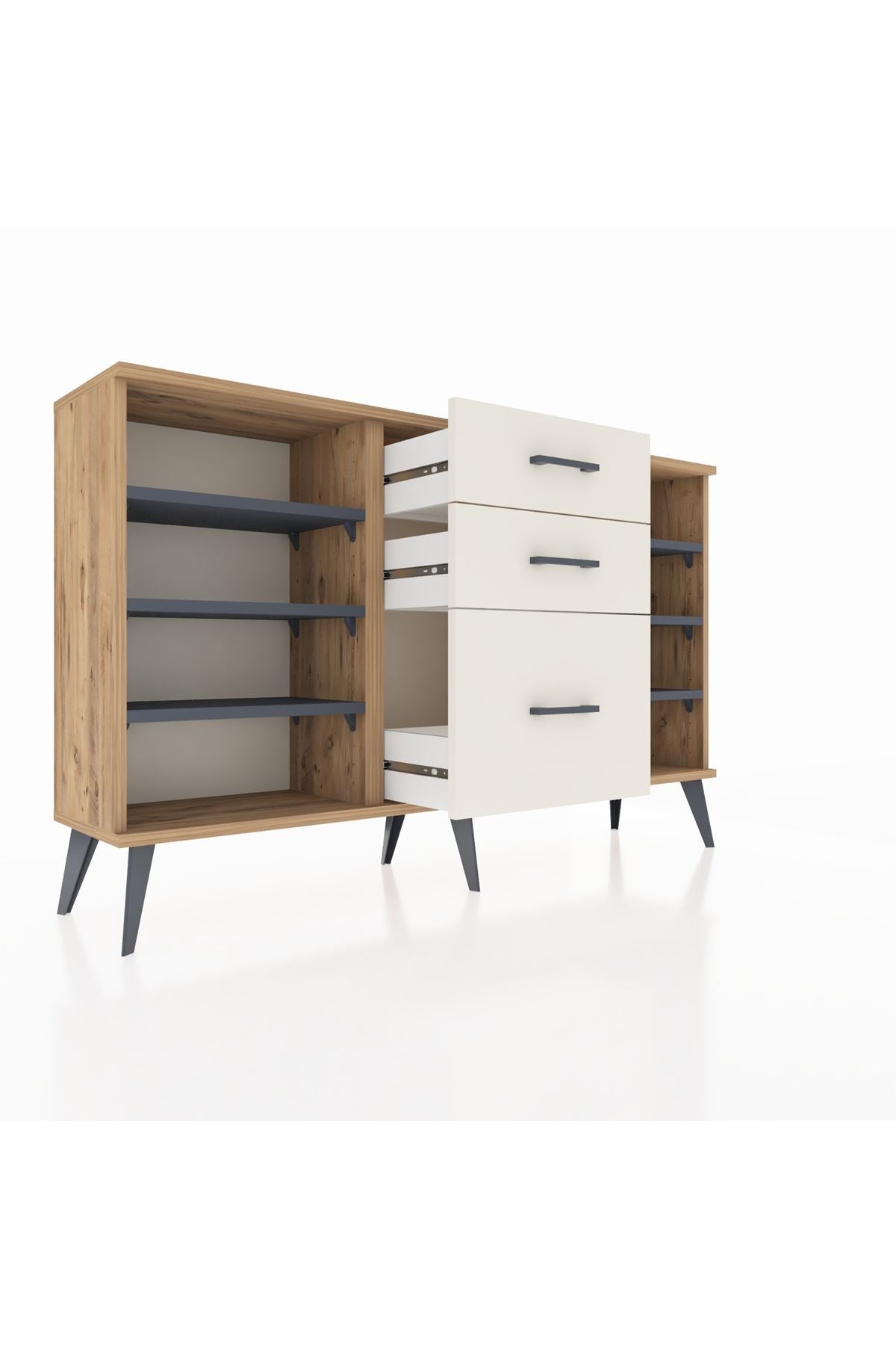 Arges Konsol 6 Raflı 3 Çekmeceli 132x30x83 - S144M012V25A
