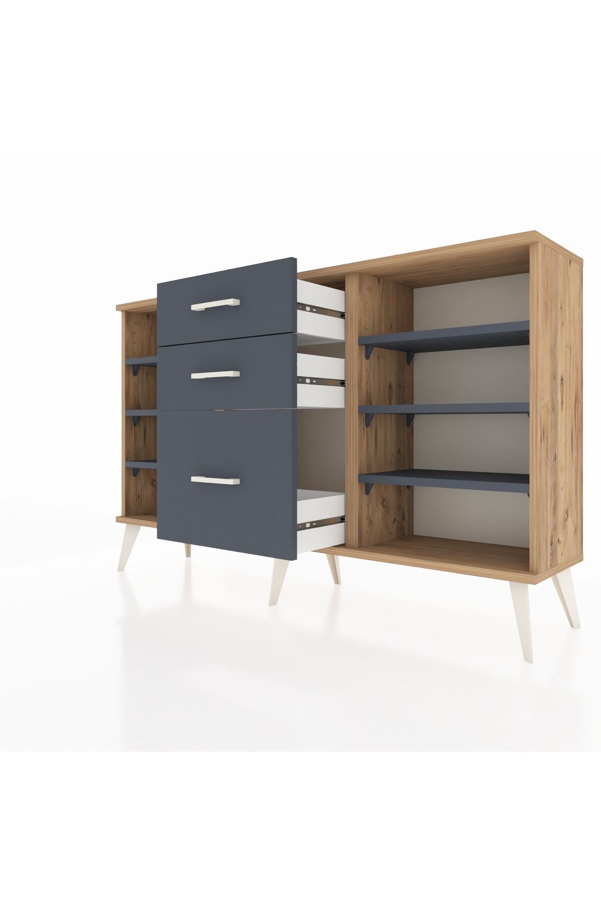 Arges Konsol 6 Raflı 3 Çekmeceli 132x30x83 - S144M012V26A