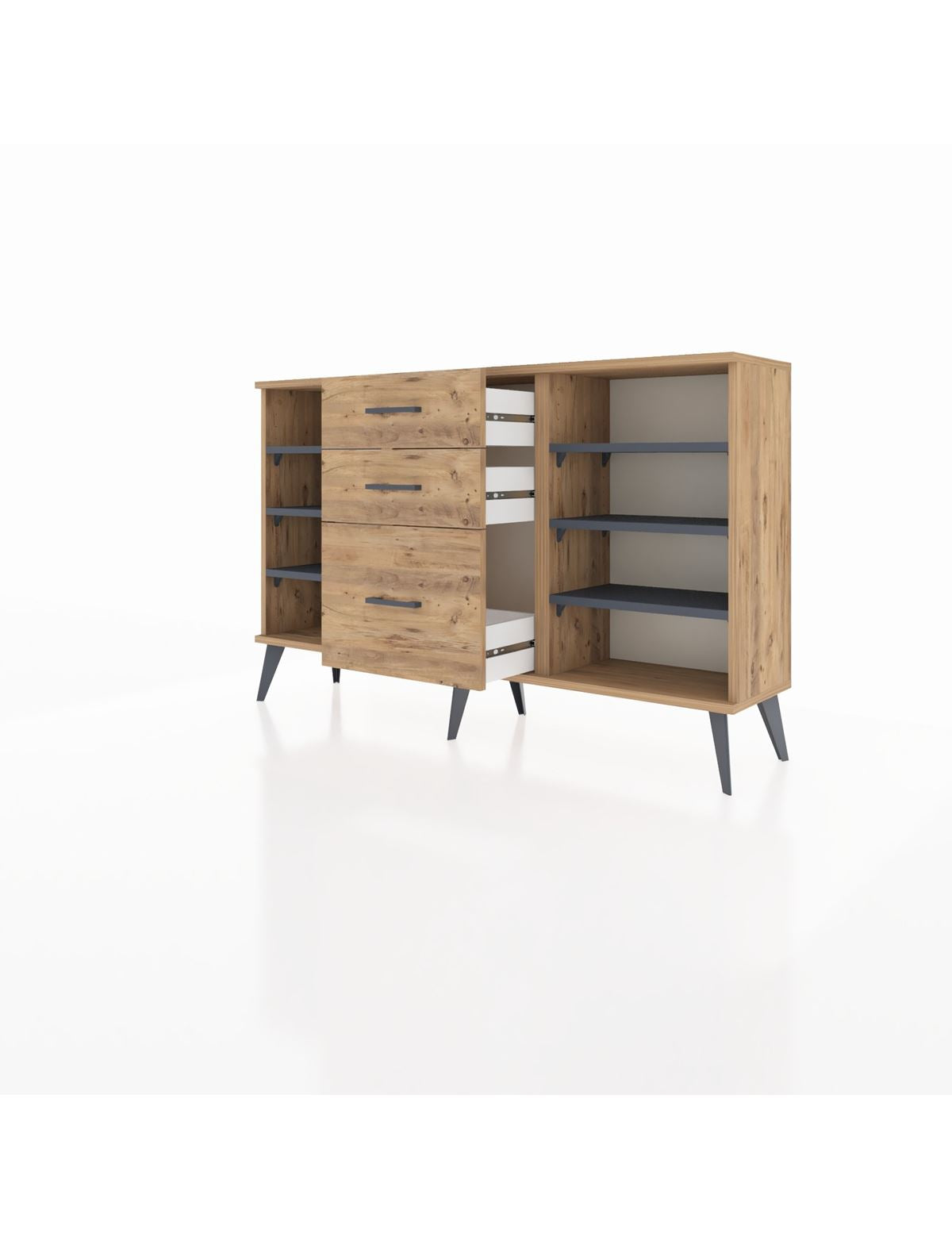 Arges Konsol 6 Raflı 3 Çekmeceli 132x30x83 - S144M012V27A
