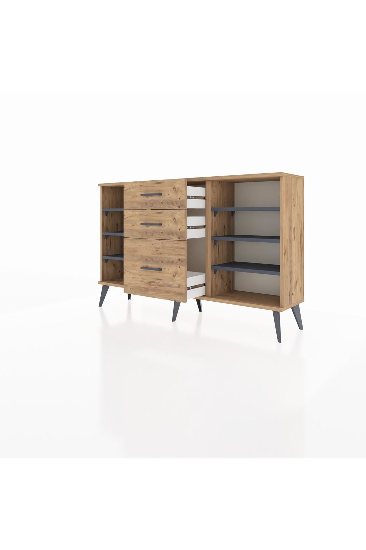 Arges Konsol 6 Raflı 3 Çekmeceli 132x30x83 - S144M012V27A