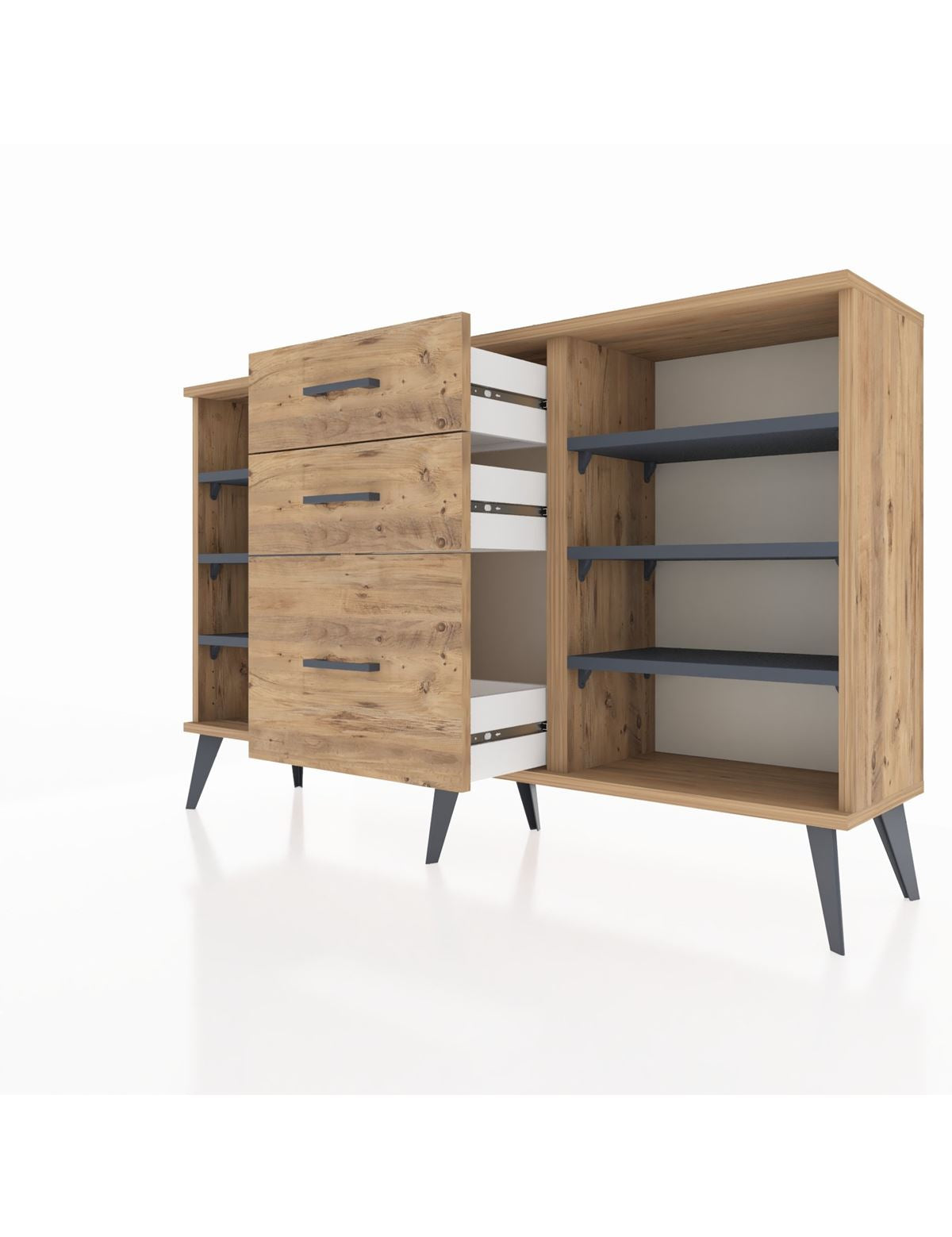Arges Konsol 6 Raflı 3 Çekmeceli 132x30x83 - S144M012V27A