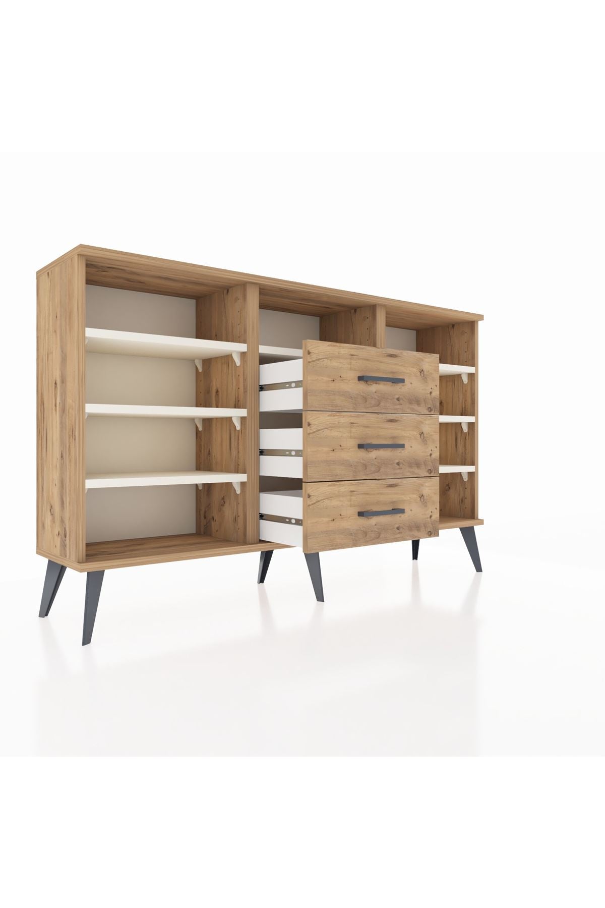 Arges Konsol 7 Raflı 3 Çekmeceli 132x30x83 - S144M014V24A