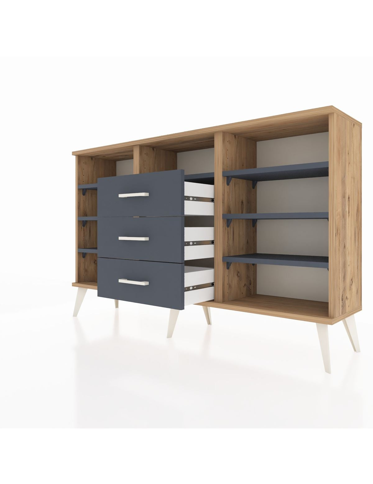 Arges Konsol 7 Raflı 3 Çekmeceli 132x30x83 - S144M014V26A