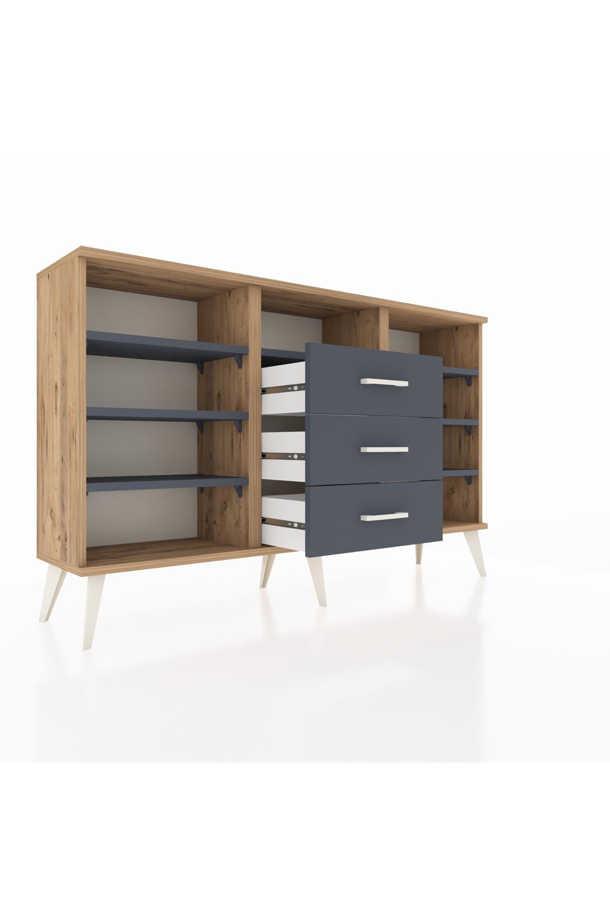 Arges Konsol 7 Raflı 3 Çekmeceli 132x30x83 - S144M014V26A