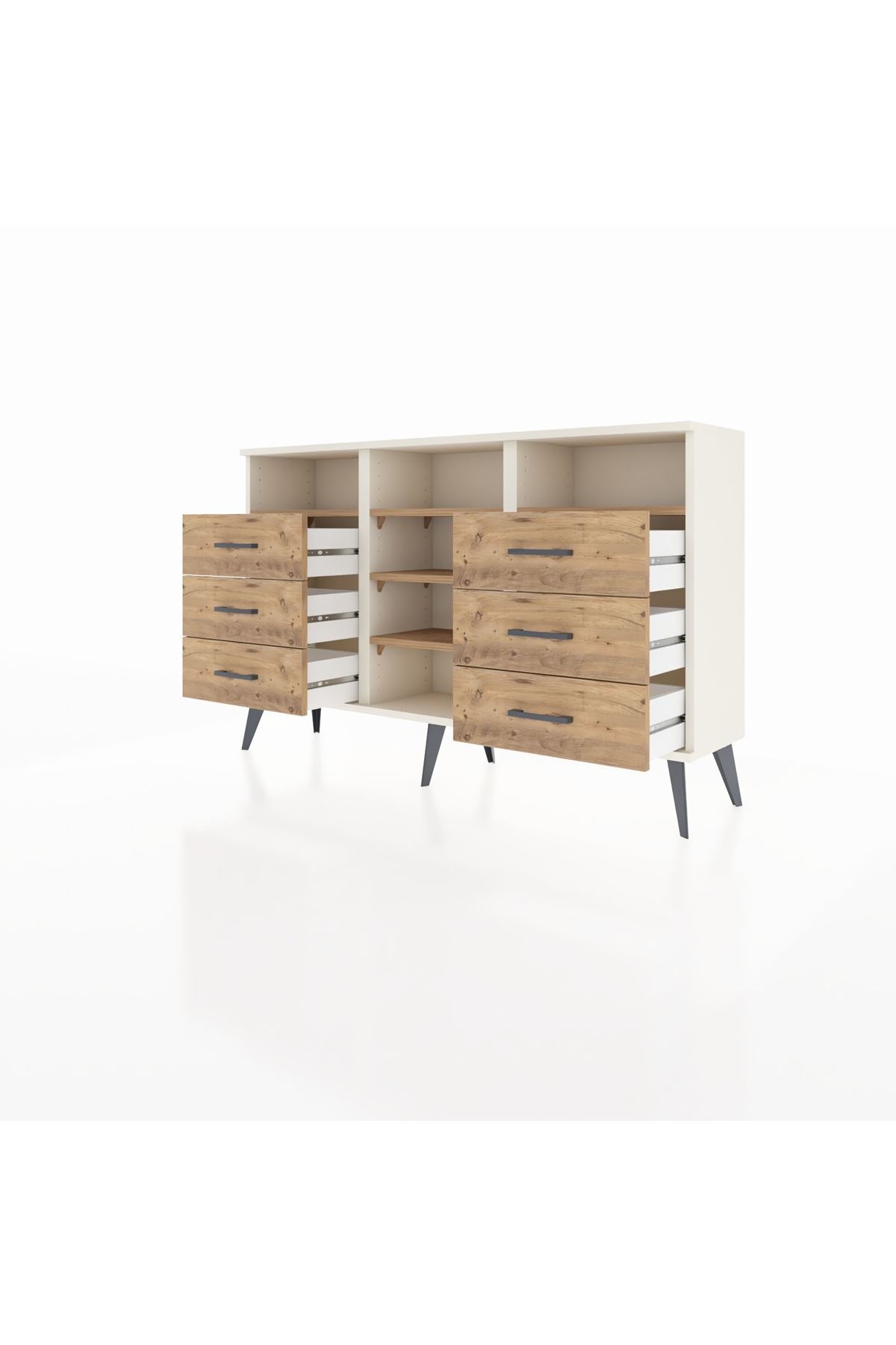 Arges Konsol 5 Raflı 6 Çekmeceli 132x30x83 - S144M015V03A