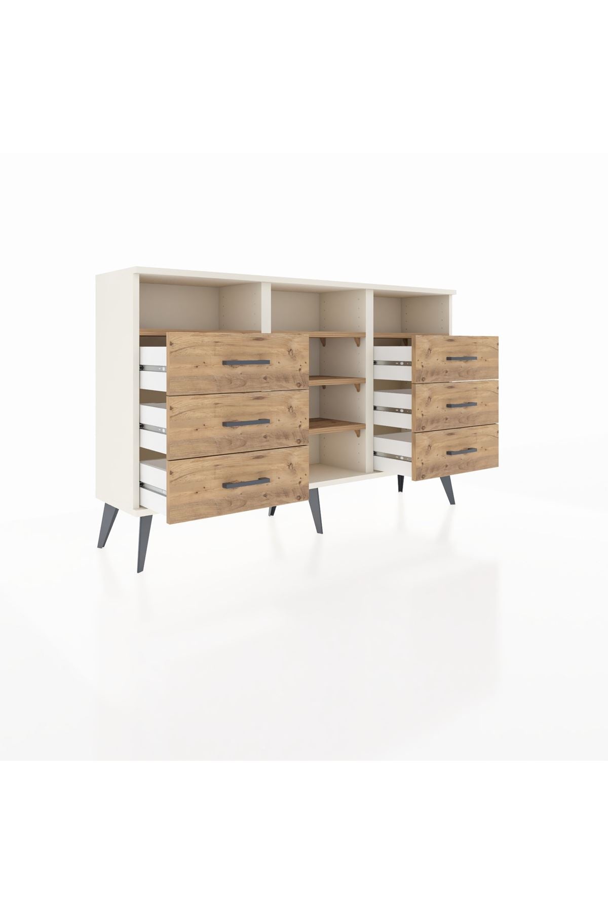 Arges Konsol 5 Raflı 6 Çekmeceli 132x30x83 - S144M015V03A