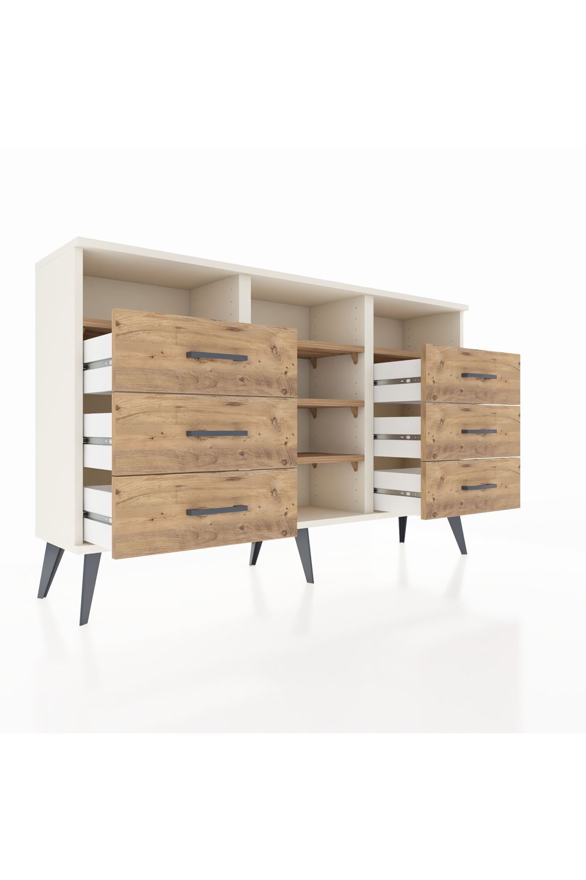 Arges Konsol 5 Raflı 6 Çekmeceli 132x30x83 - S144M015V03A