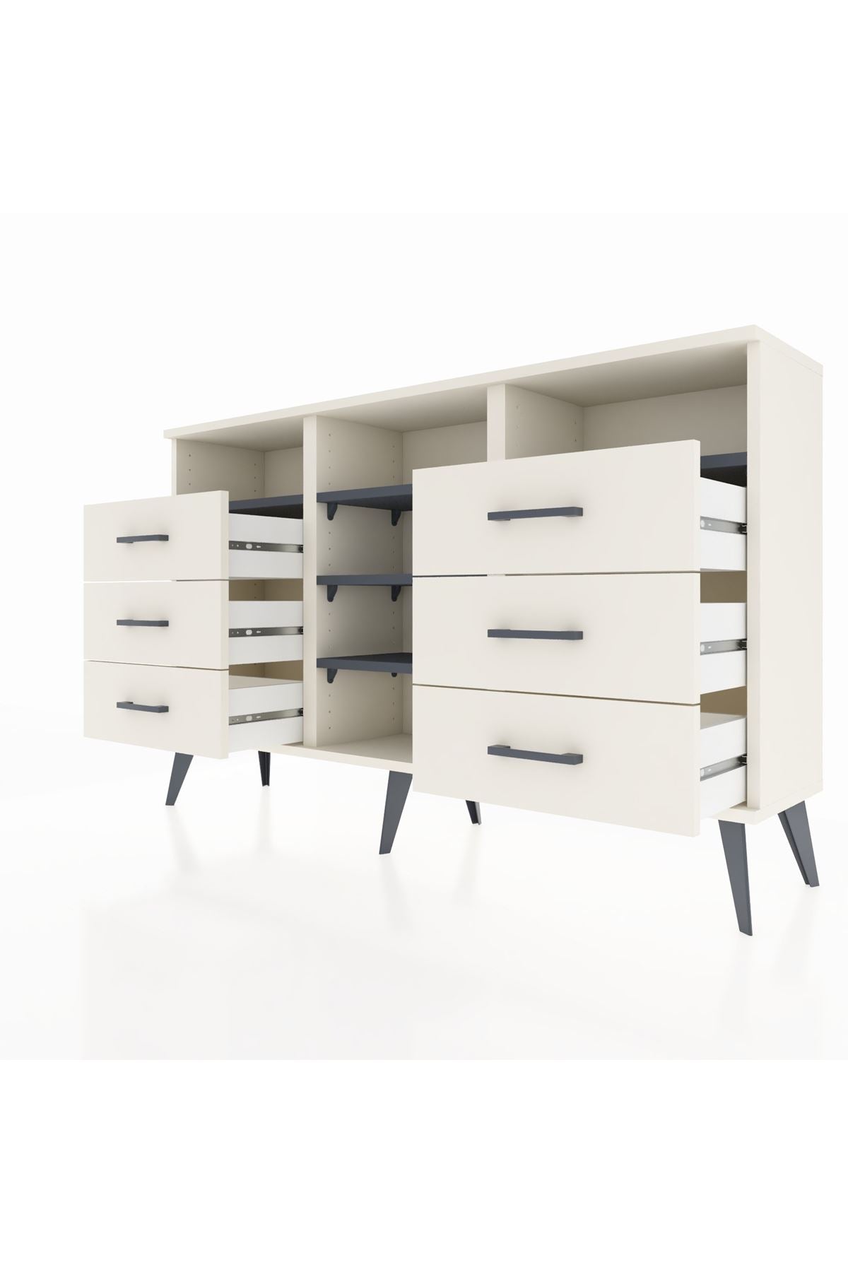 Arges Konsol 5 Raflı 6 Çekmeceli 132x30x83 - S144M015V07A