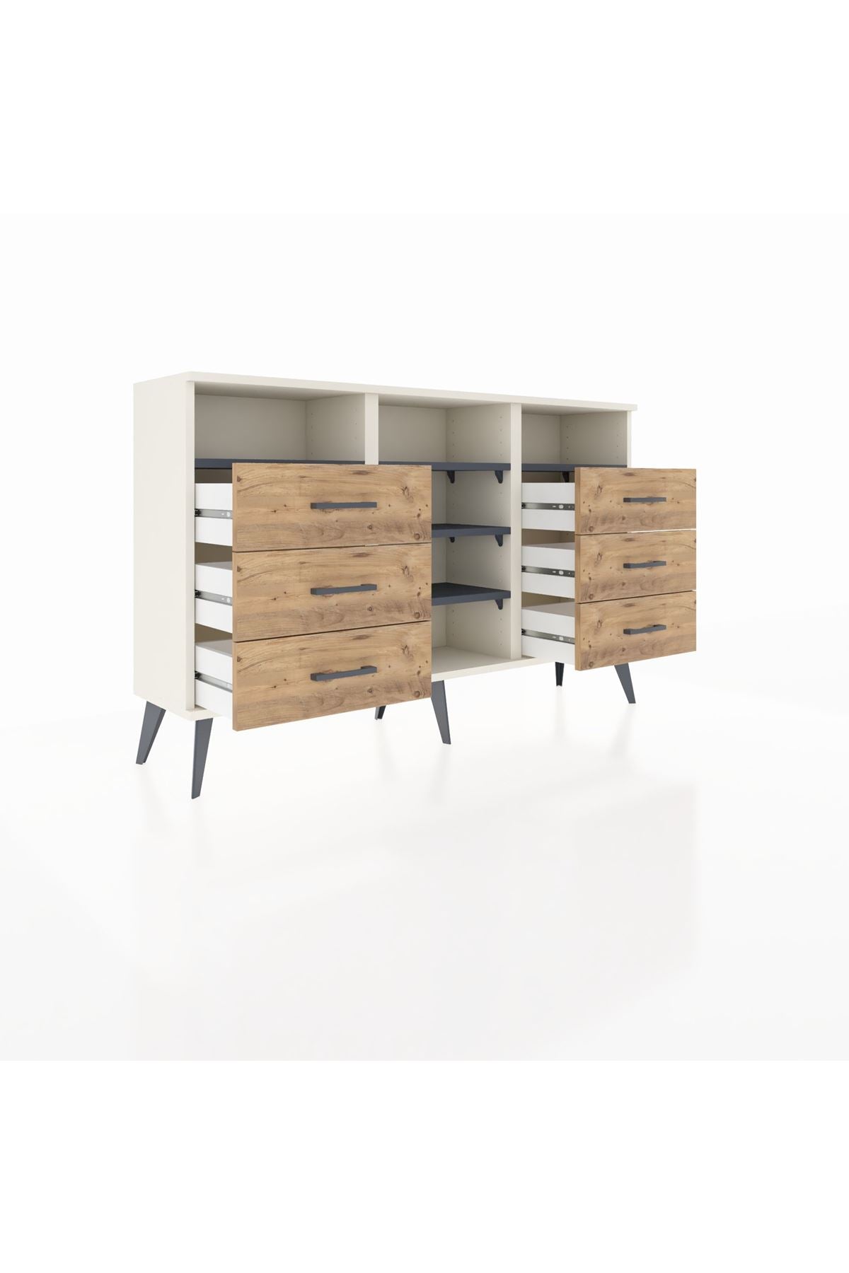Arges Konsol 5 Raflı 6 Çekmeceli 132x30x83 - S144M015V09A