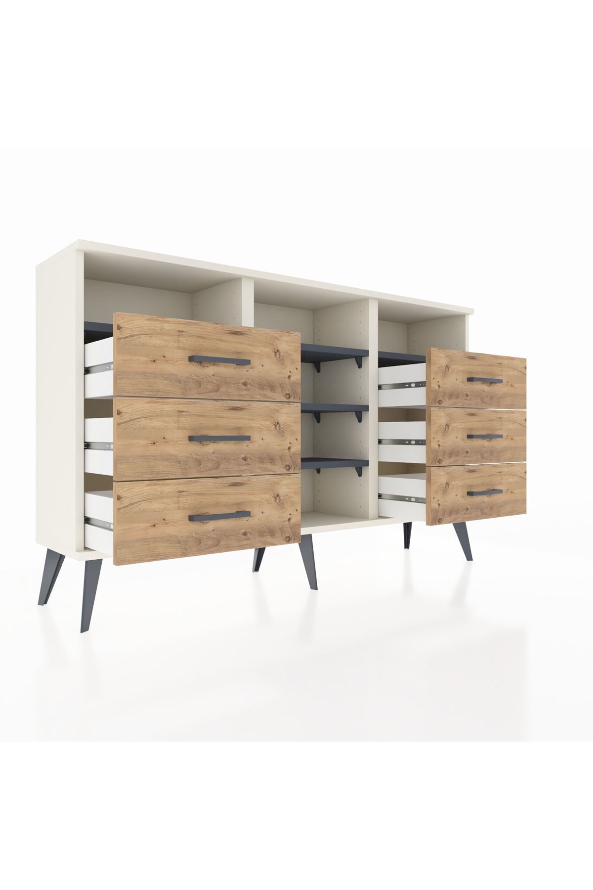 Arges Konsol 5 Raflı 6 Çekmeceli 132x30x83 - S144M015V09A