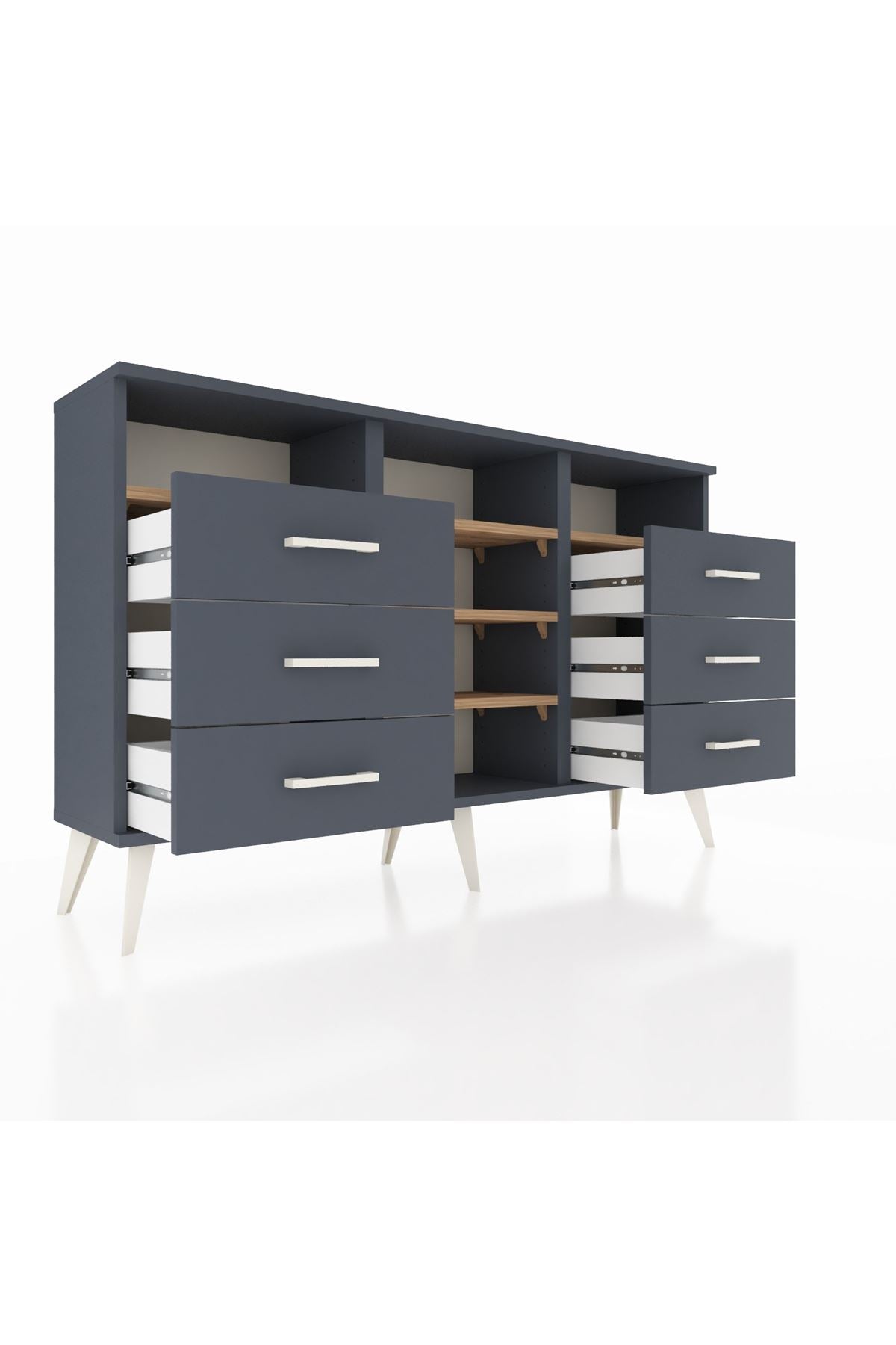 Arges Konsol 5 Raflı 6 Çekmeceli 132x30x83 - S144M015V11A