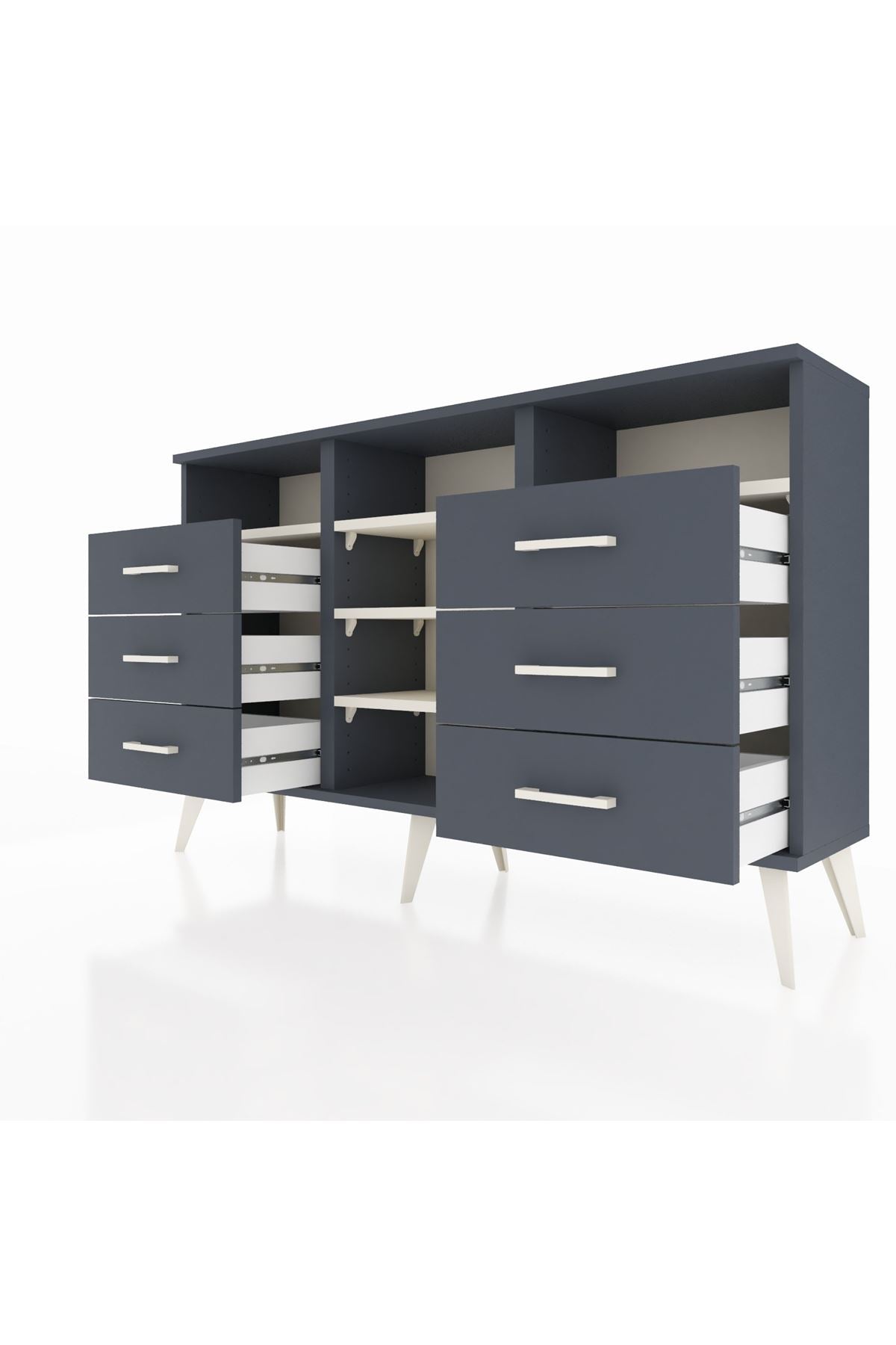 Arges Konsol 5 Raflı 6 Çekmeceli 132x30x83 - S144M015V14A