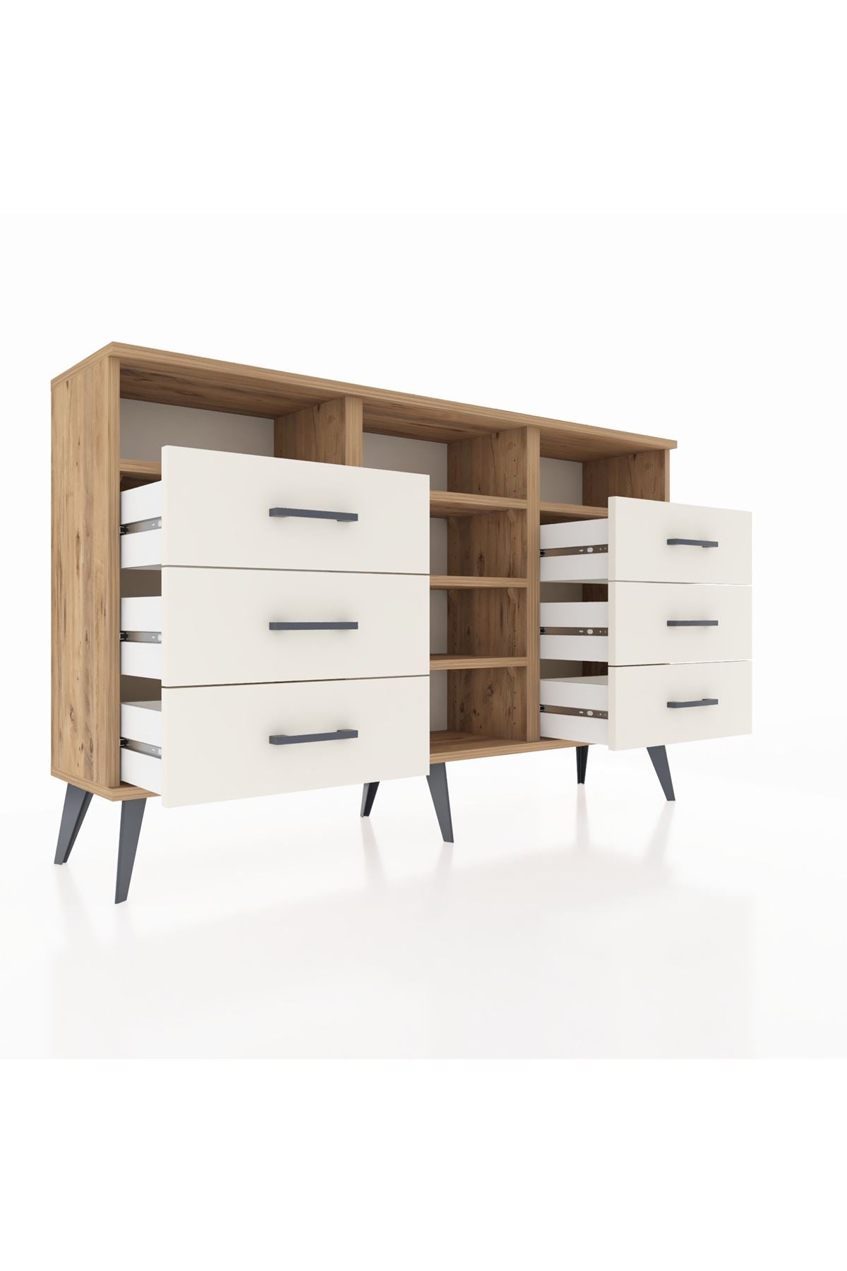 Arges Konsol 5 Raflı 6 Çekmeceli 132x30x83 - S144M015V19A