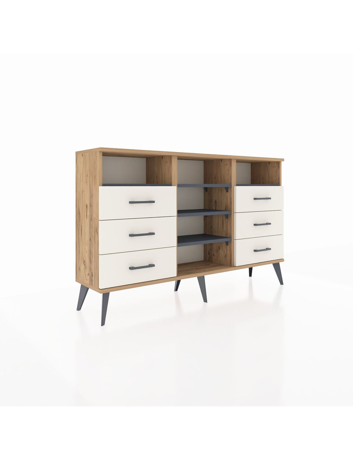 Arges Konsol 5 Raflı 6 Çekmeceli 132x30x83 - S144M015V25A