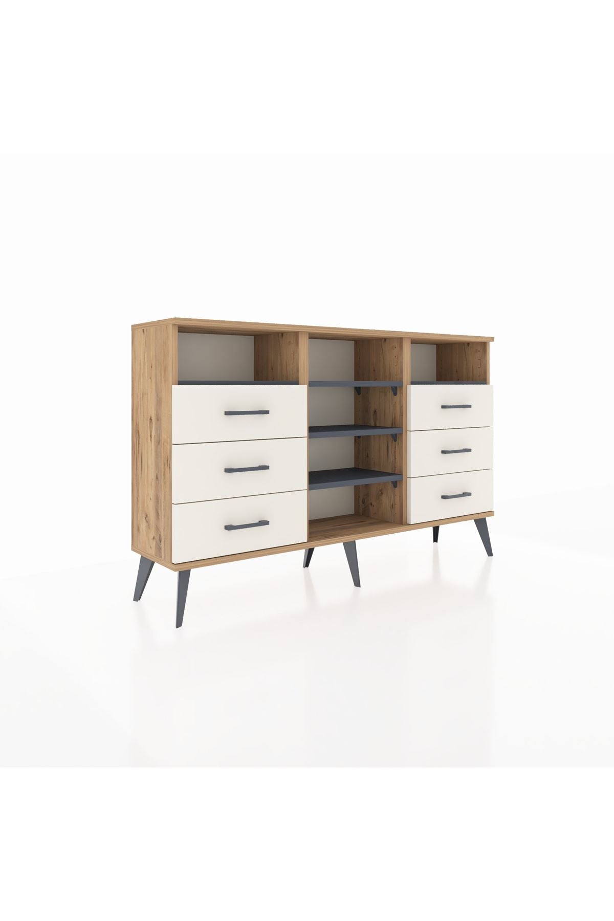 Arges Konsol 5 Raflı 6 Çekmeceli 132x30x83 - S144M015V25A