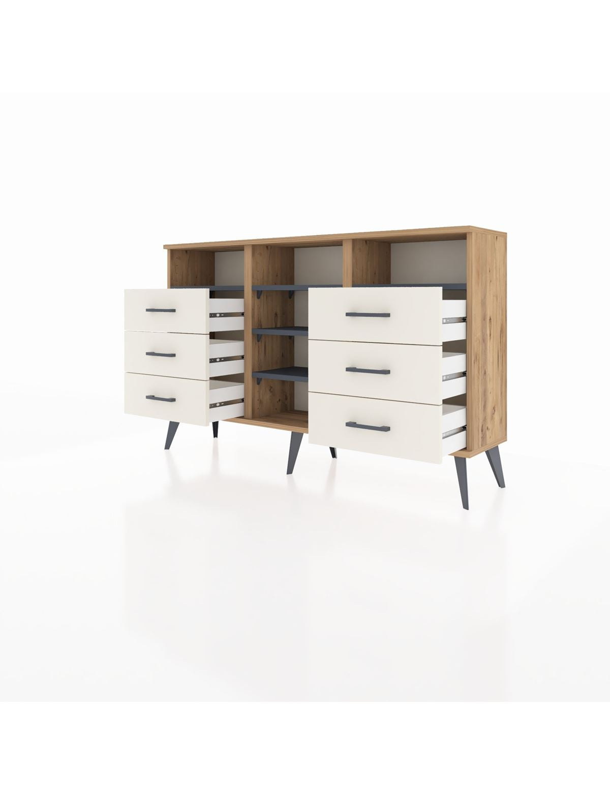 Arges Konsol 5 Raflı 6 Çekmeceli 132x30x83 - S144M015V25A