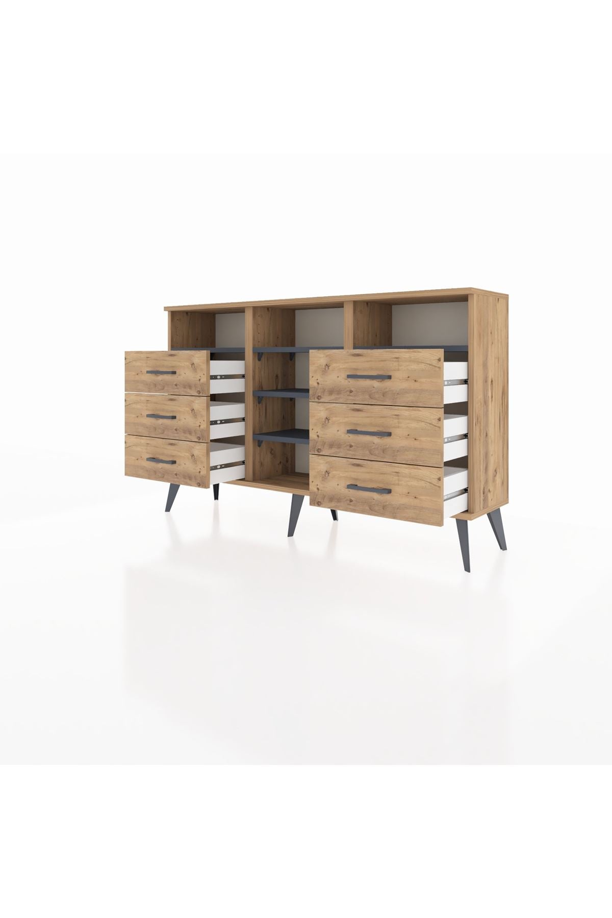 Arges Konsol 5 Raflı 6 Çekmeceli 132x30x83 - S144M015V27A