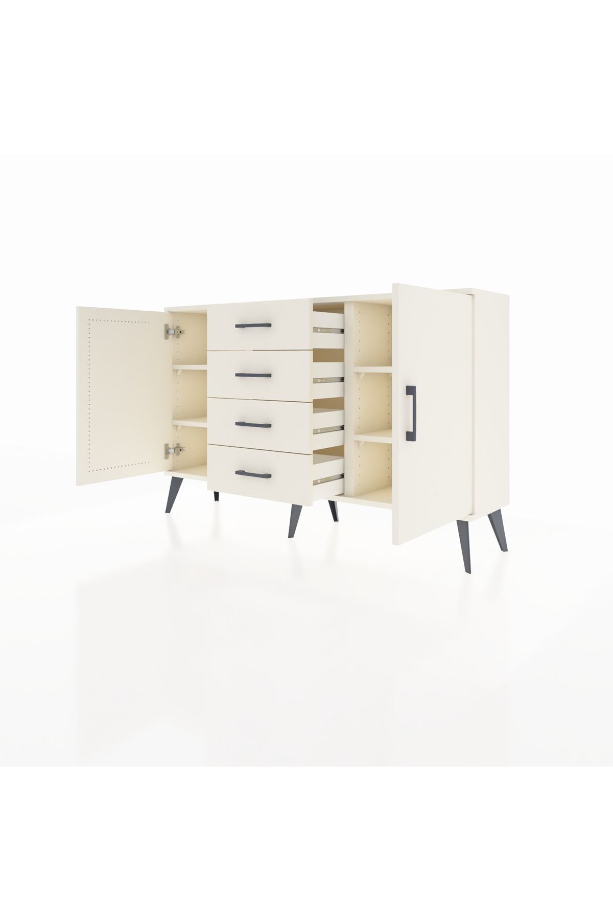 Arges Konsol 4 Raflı 4 Çekmeceli 2 Kapaklı 132x30x83 - S144M017V04A