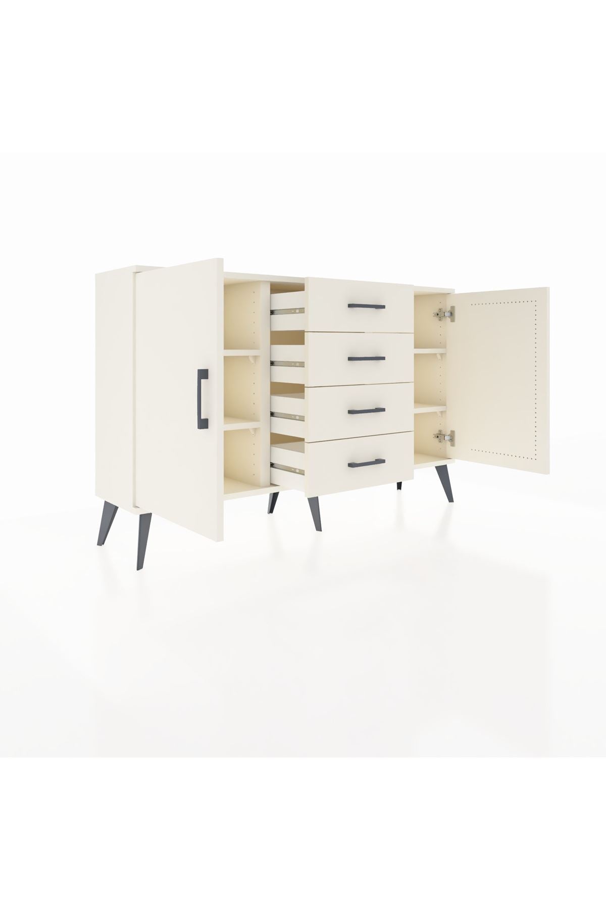 Arges Konsol 4 Raflı 4 Çekmeceli 2 Kapaklı 132x30x83 - S144M017V04A
