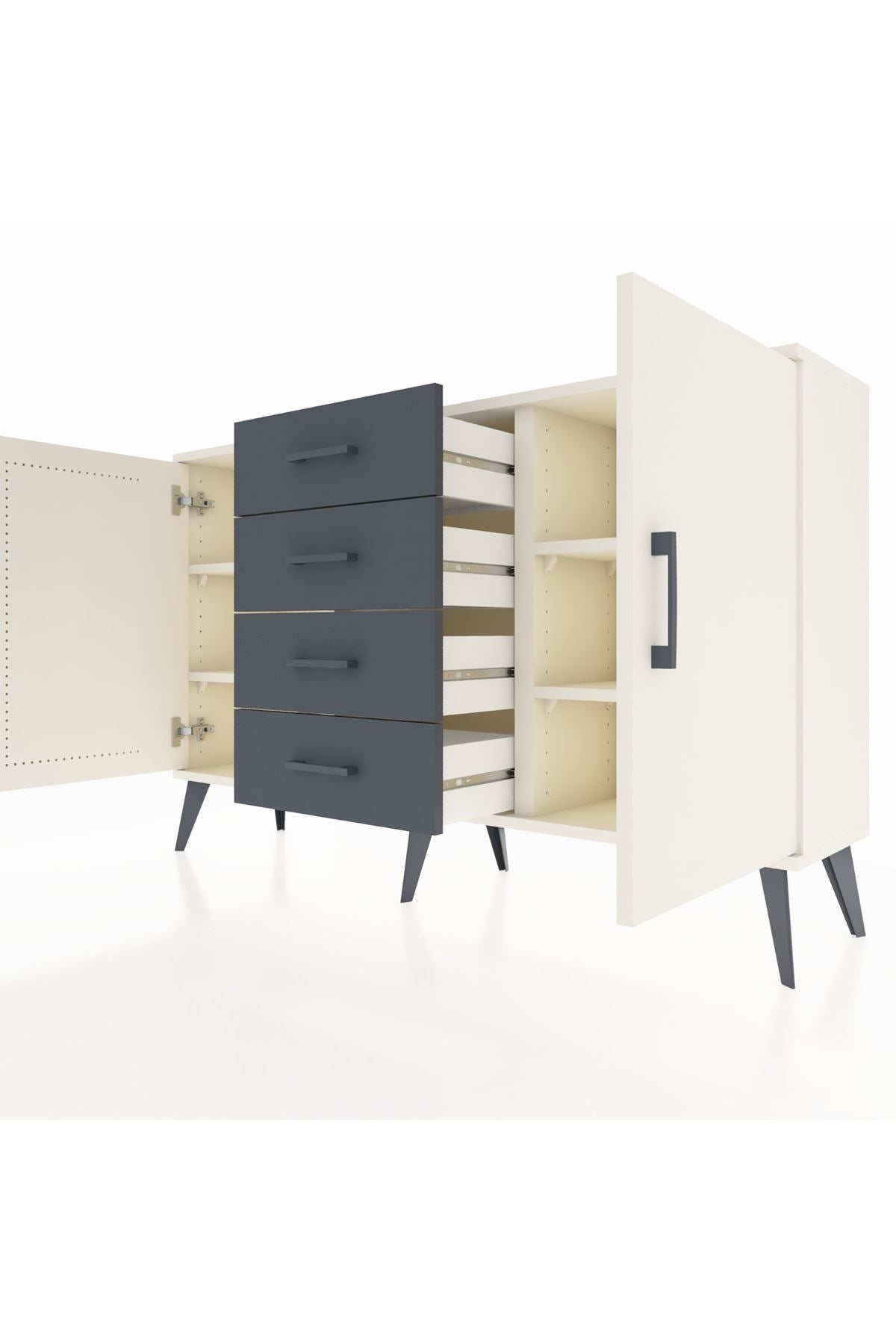 Arges Konsol 4 Raflı 4 Çekmeceli 2 Kapaklı 132x30x83 - S144M017V05A