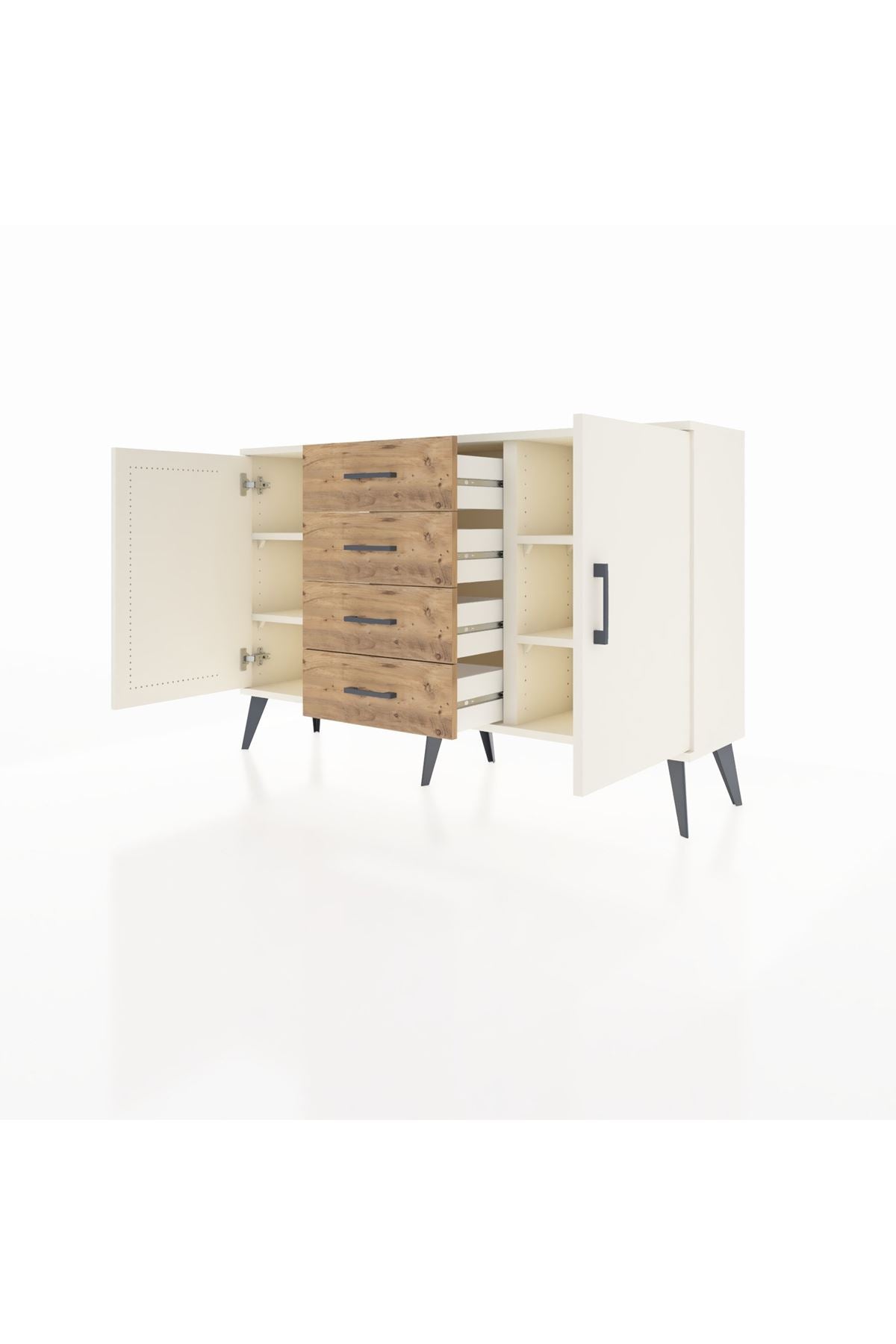 Arges Konsol 4 Raflı 4 Çekmeceli 2 Kapaklı 132x30x83 - S144M017V06A