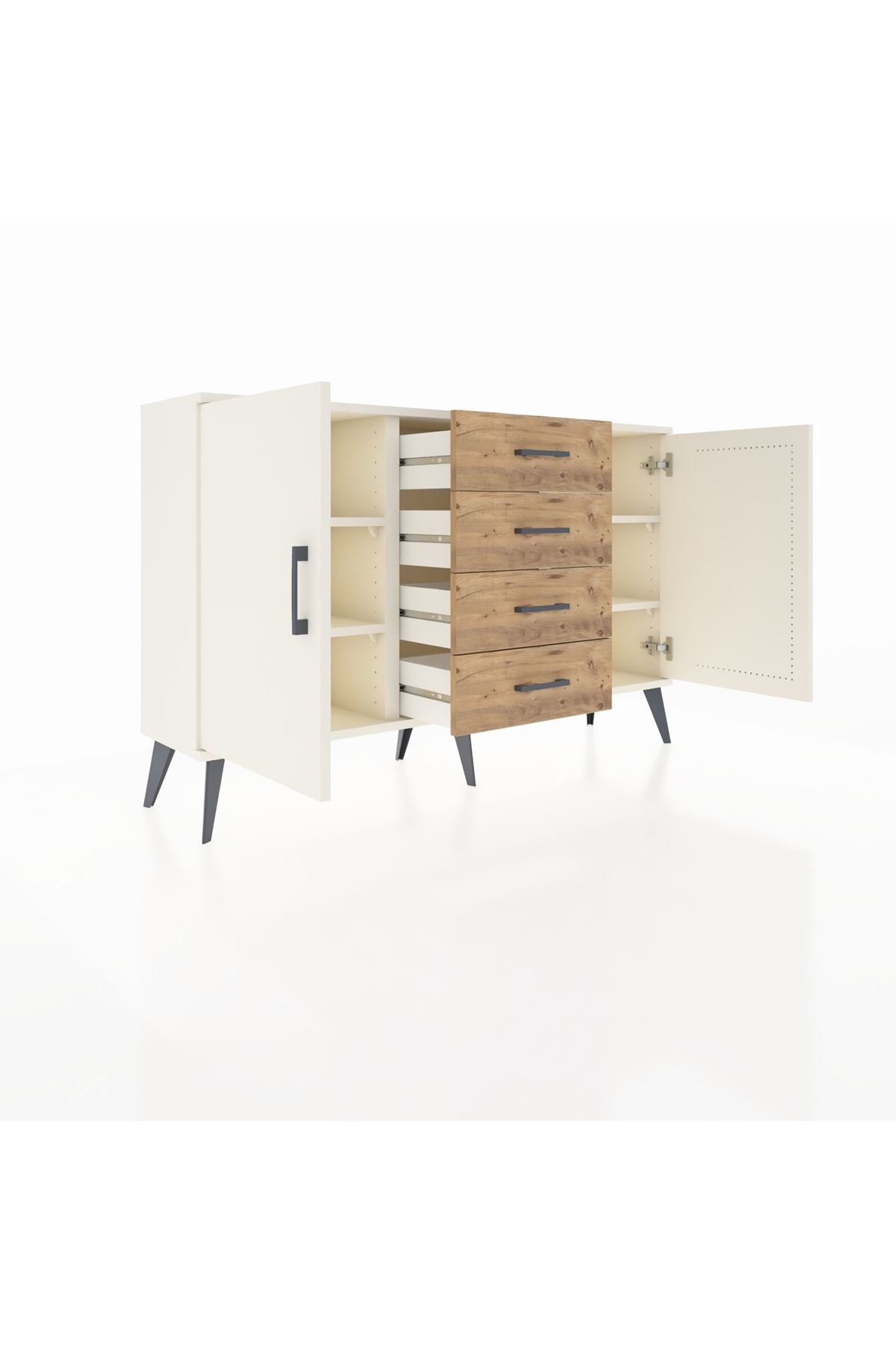 Arges Konsol 4 Raflı 4 Çekmeceli 2 Kapaklı 132x30x83 - S144M017V06A