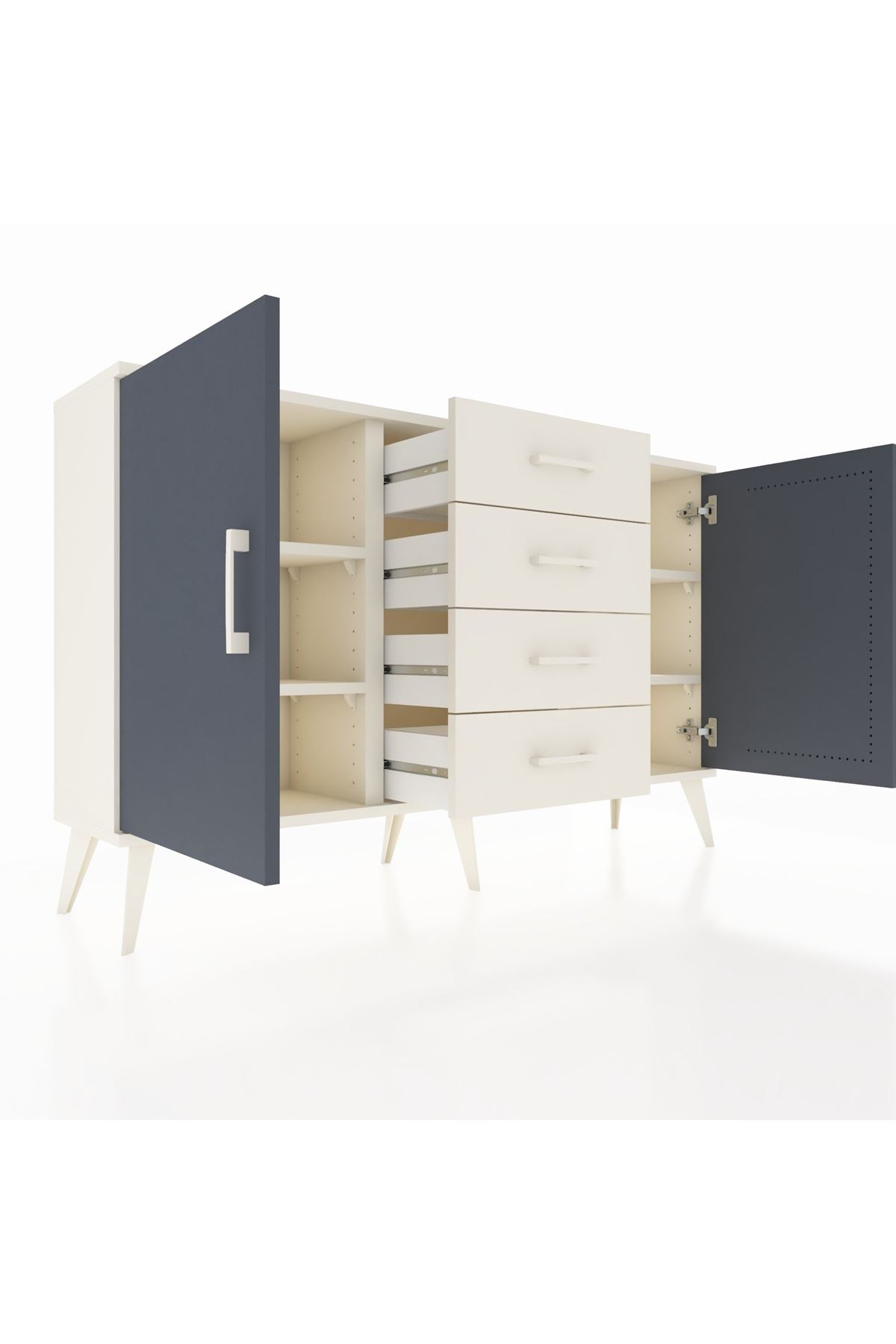 Arges Konsol 4 Raflı 4 Çekmeceli 2 Kapaklı 132x30x83 - S144M017V07A