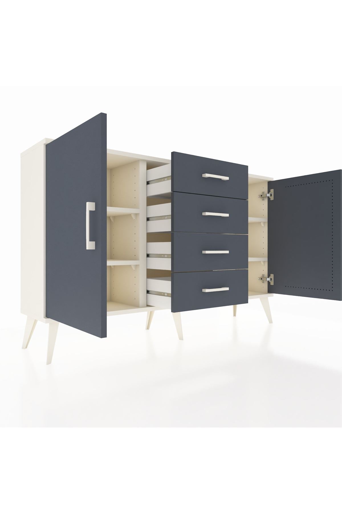 Arges Konsol 4 Raflı 4 Çekmeceli 2 Kapaklı 132x30x83 - S144M017V08A