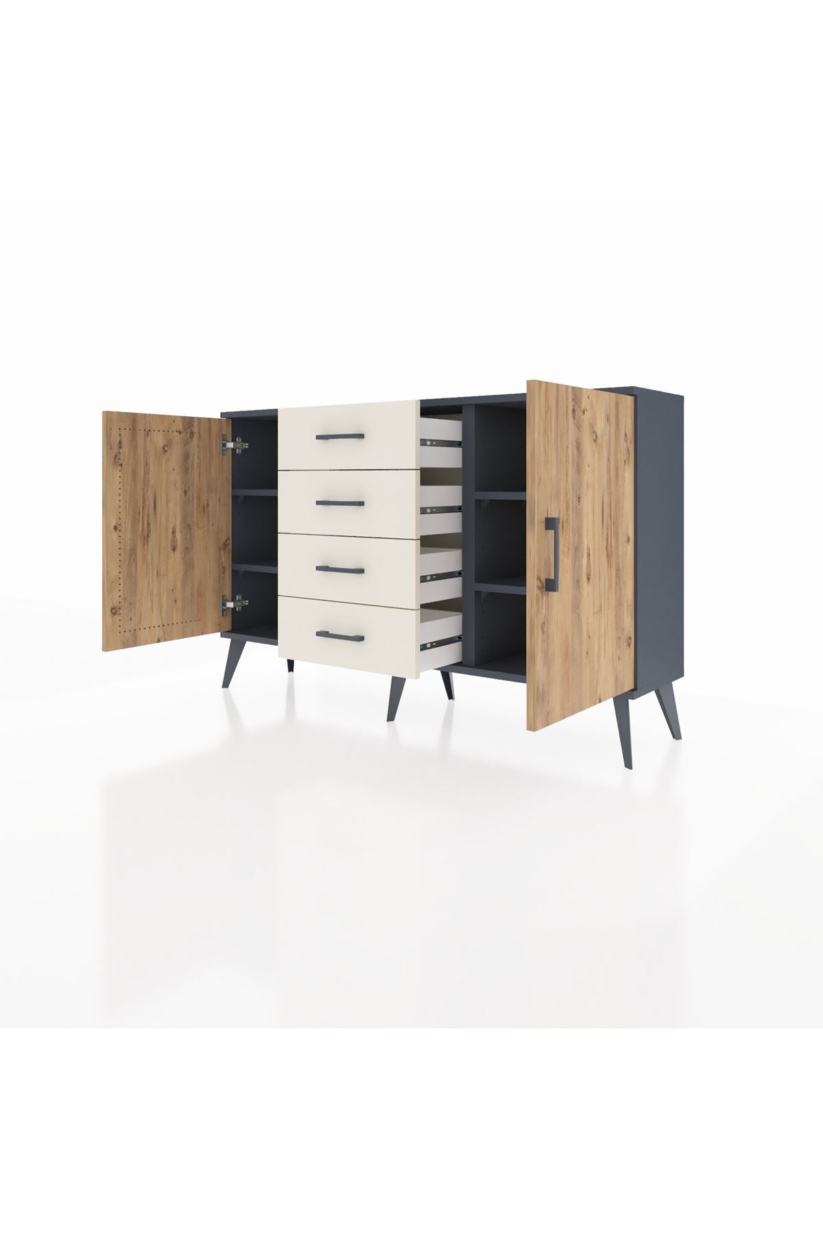 Arges Konsol 4 Raflı 4 Çekmeceli 2 Kapaklı 132x30x83 - S144M017V10A