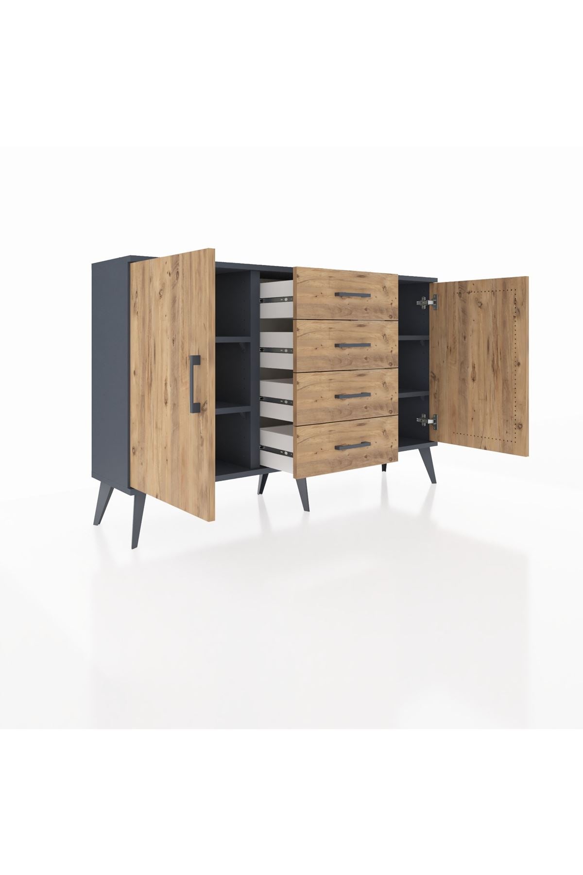 Arges Konsol 4 Raflı 4 Çekmeceli 2 Kapaklı 132x30x83 - S144M017V12A
