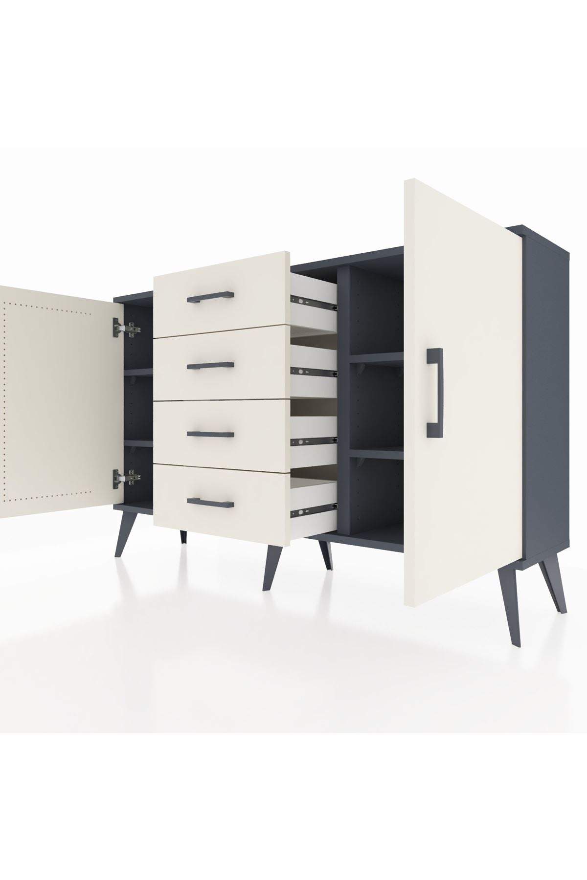 Arges Konsol 4 Raflı 4 Çekmeceli 2 Kapaklı 132x30x83 - S144M017V13A