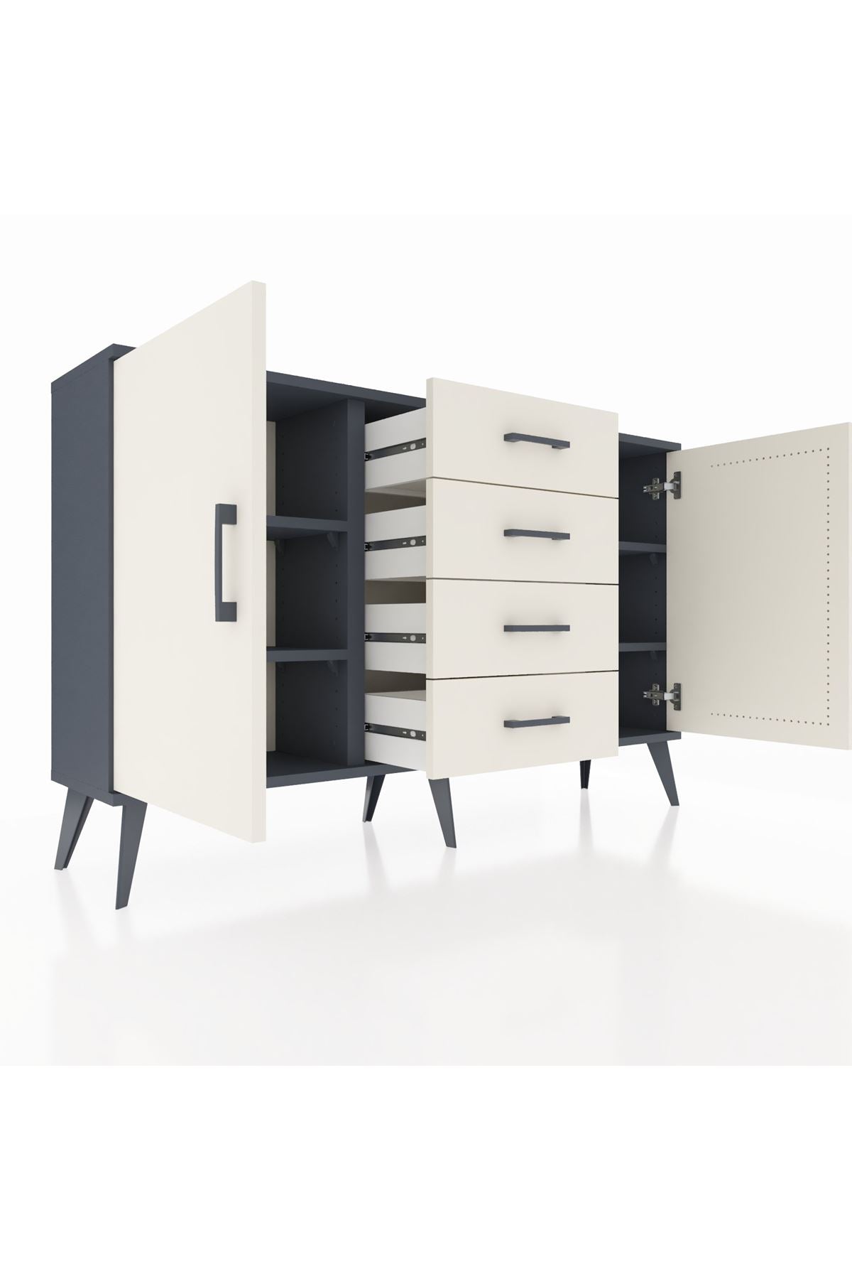 Arges Konsol 4 Raflı 4 Çekmeceli 2 Kapaklı 132x30x83 - S144M017V13A