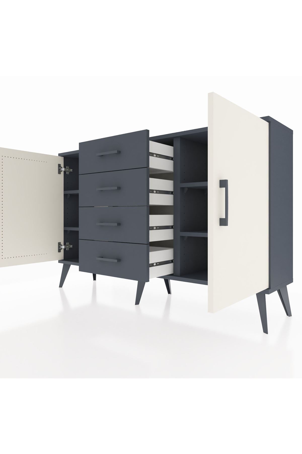 Arges Konsol 4 Raflı 4 Çekmeceli 2 Kapaklı 132x30x83 - S144M017V14A
