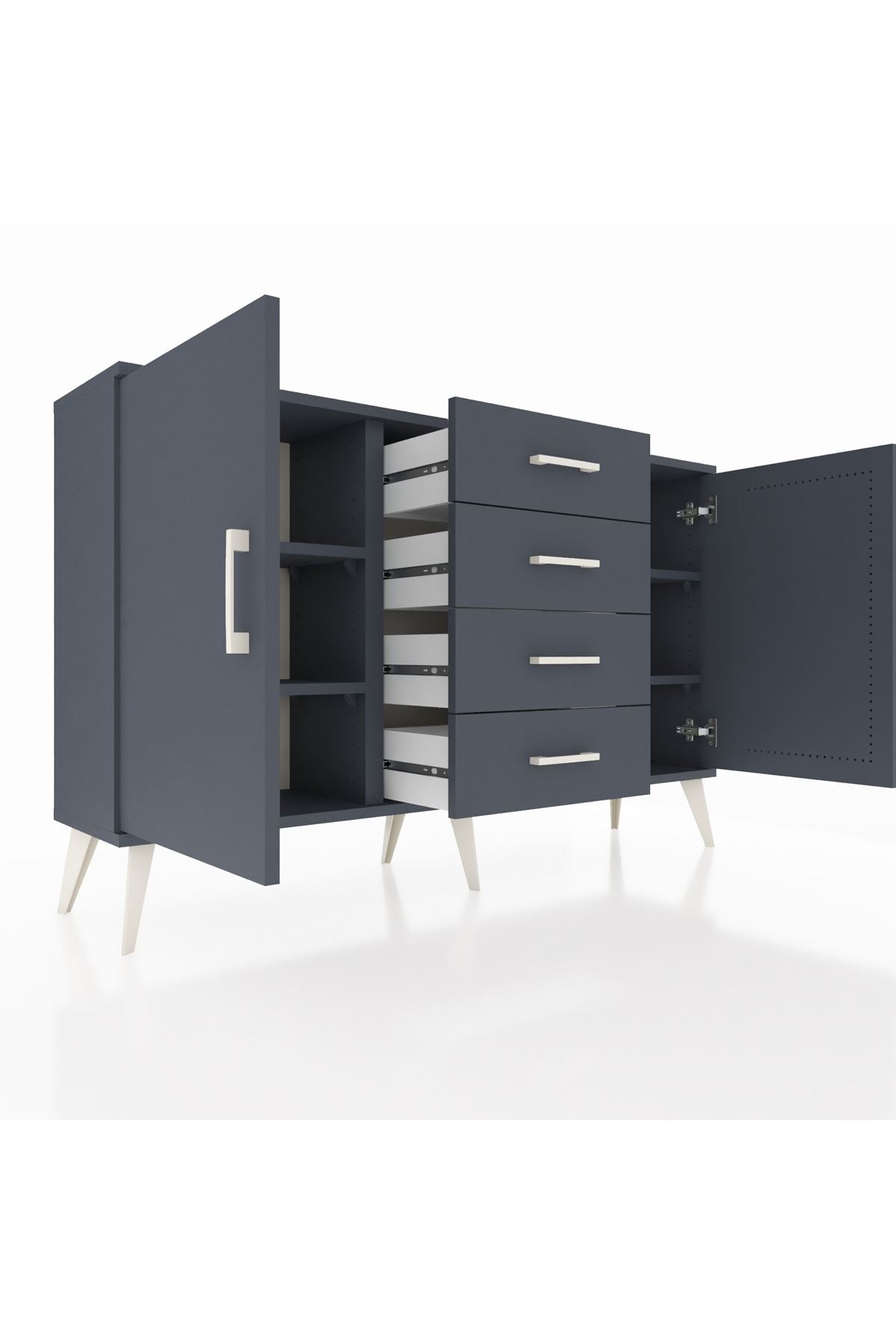 Arges Konsol 4 Raflı 4 Çekmeceli 2 Kapaklı 132x30x83 - S144M017V17A