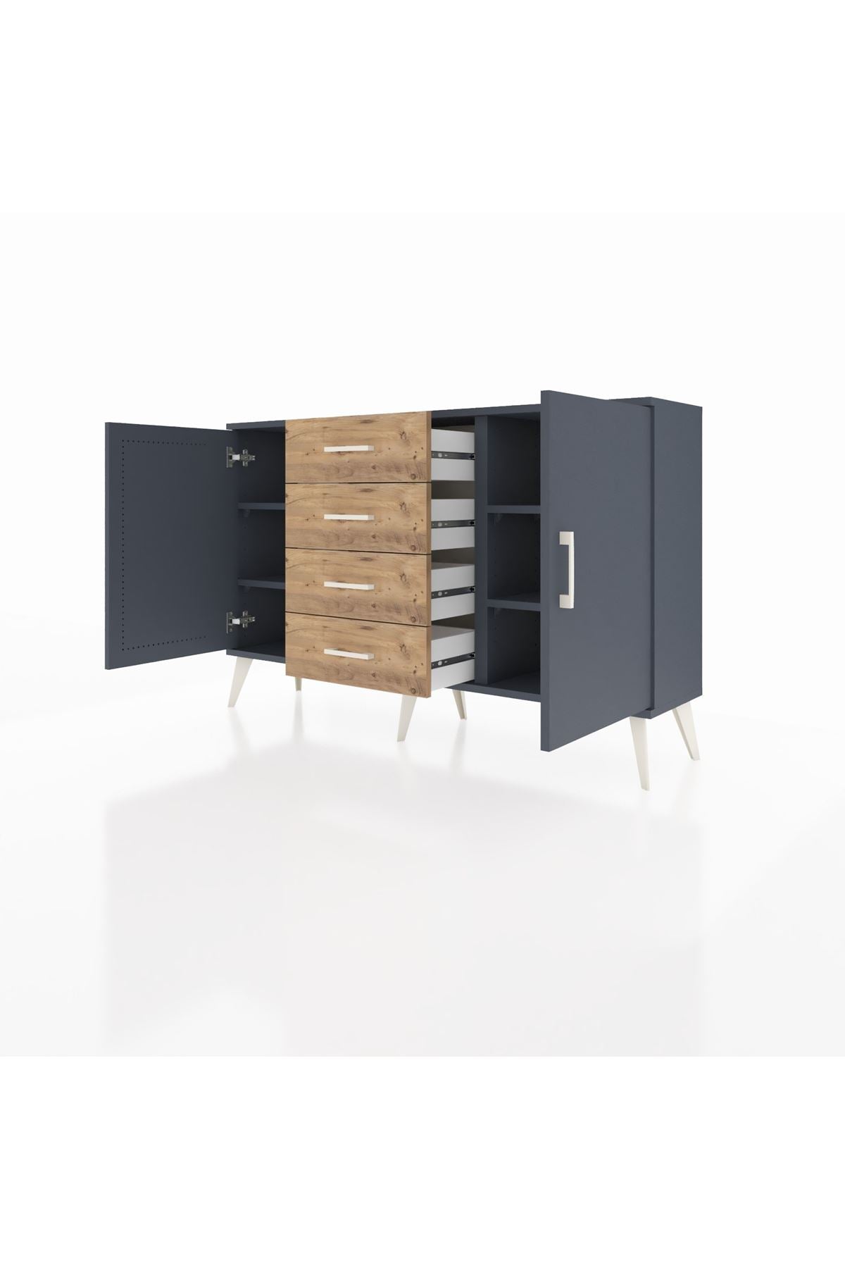 Arges Konsol 4 Raflı 4 Çekmeceli 2 Kapaklı 132x30x83 - S144M017V18A