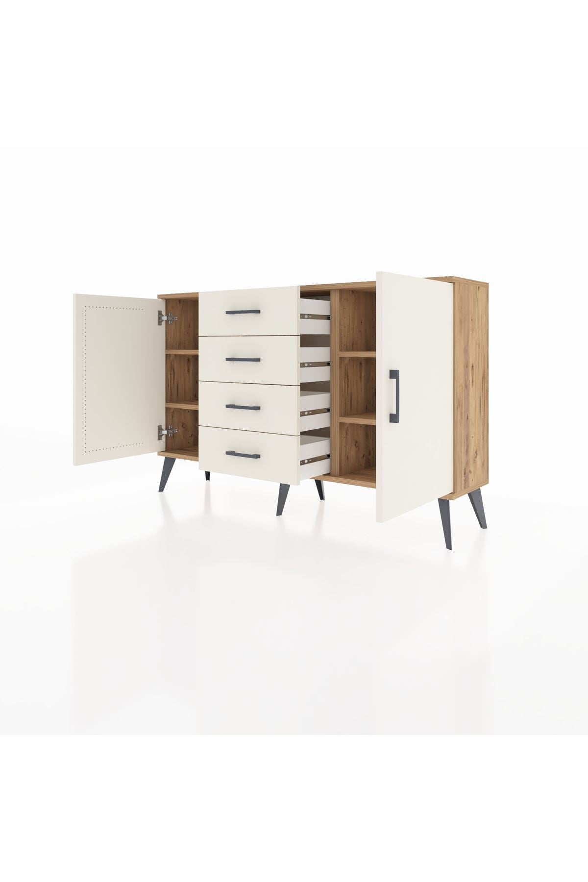 Arges Konsol 4 Raflı 4 Çekmeceli 2 Kapaklı 132x30x83 - S144M017V22A