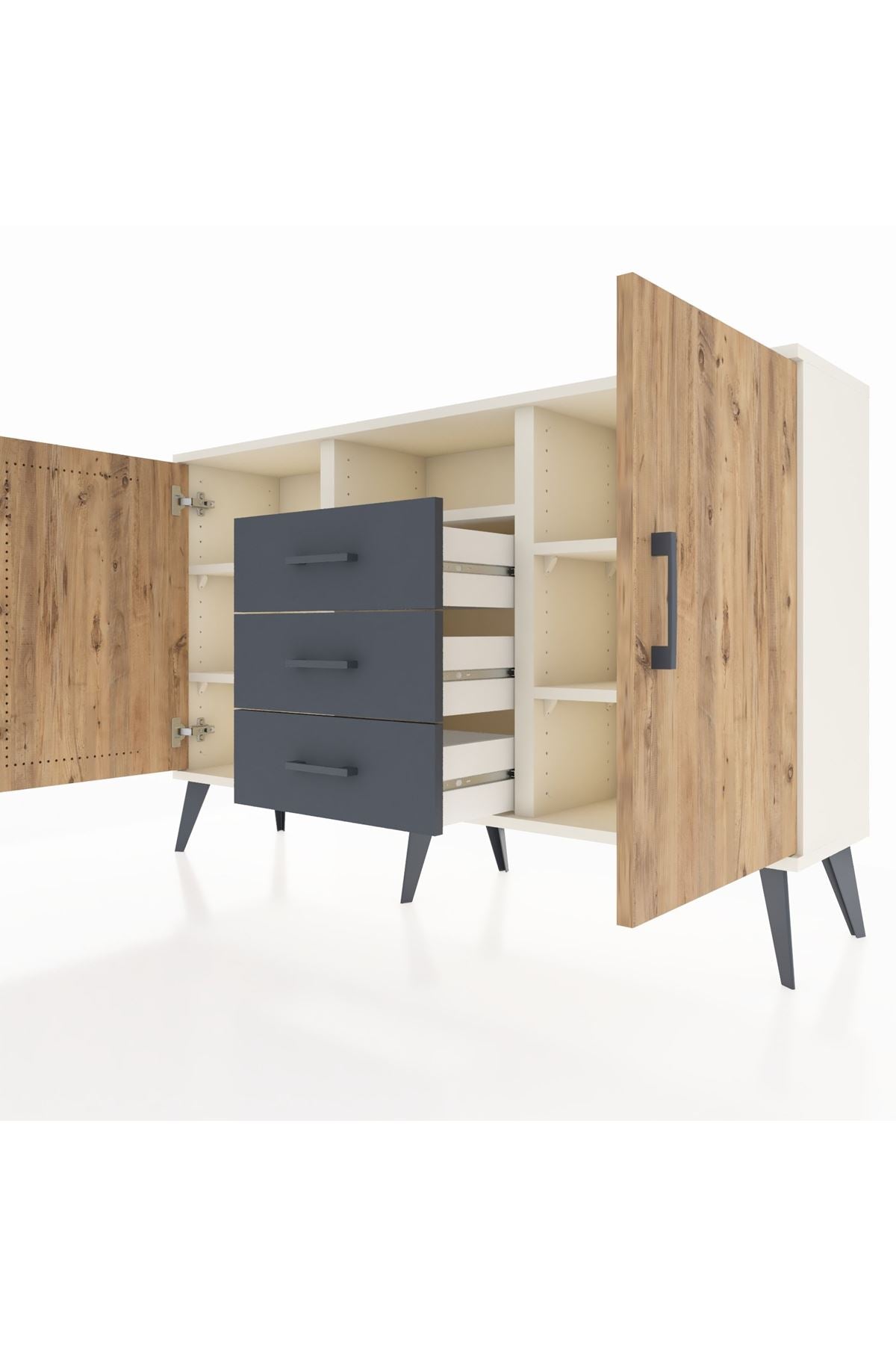 Arges Konsol 5 Raflı 3 Çekmeceli 2 Kapaklı 132x30x83 - S144M018V02A