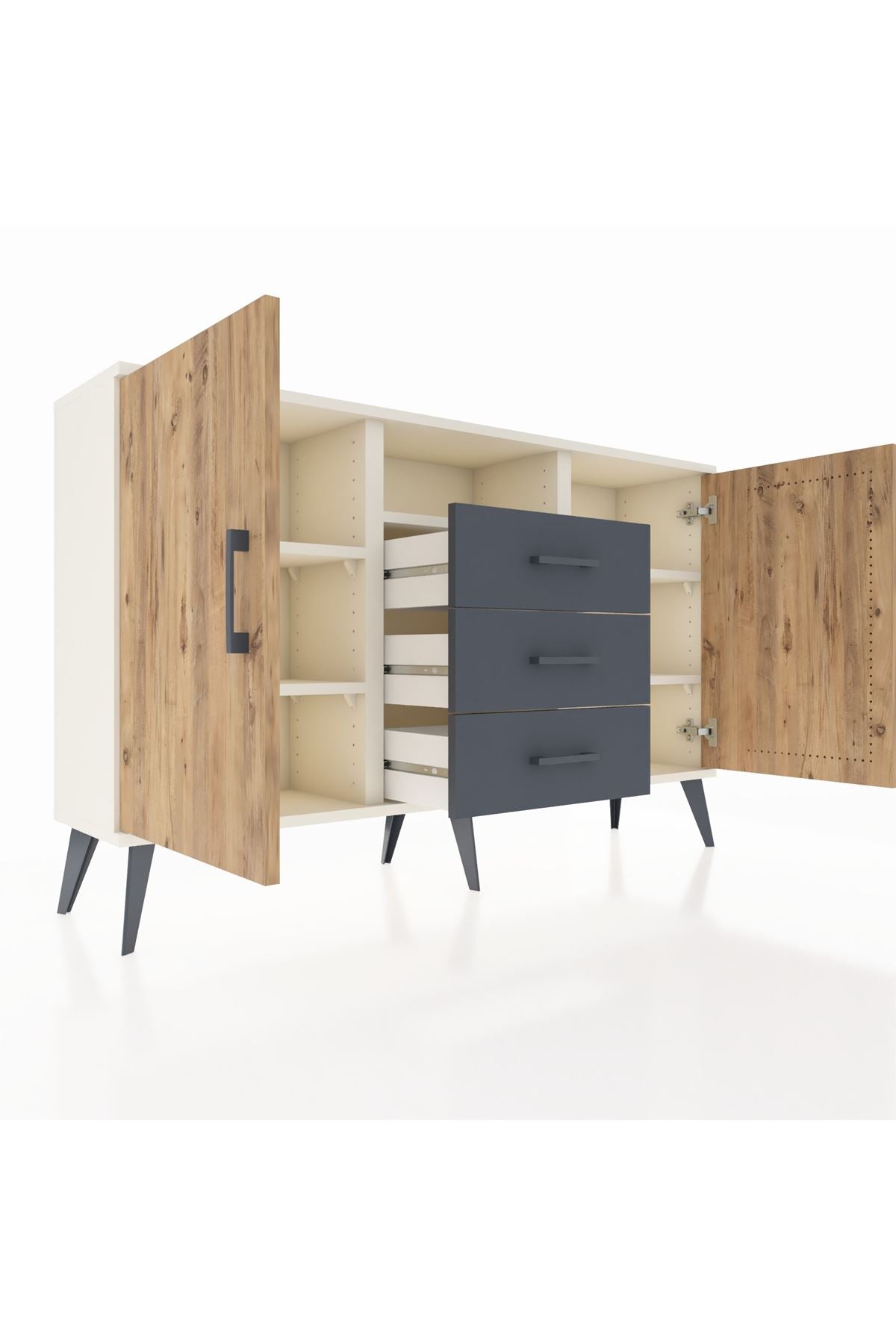 Arges Konsol 5 Raflı 3 Çekmeceli 2 Kapaklı 132x30x83 - S144M018V02A
