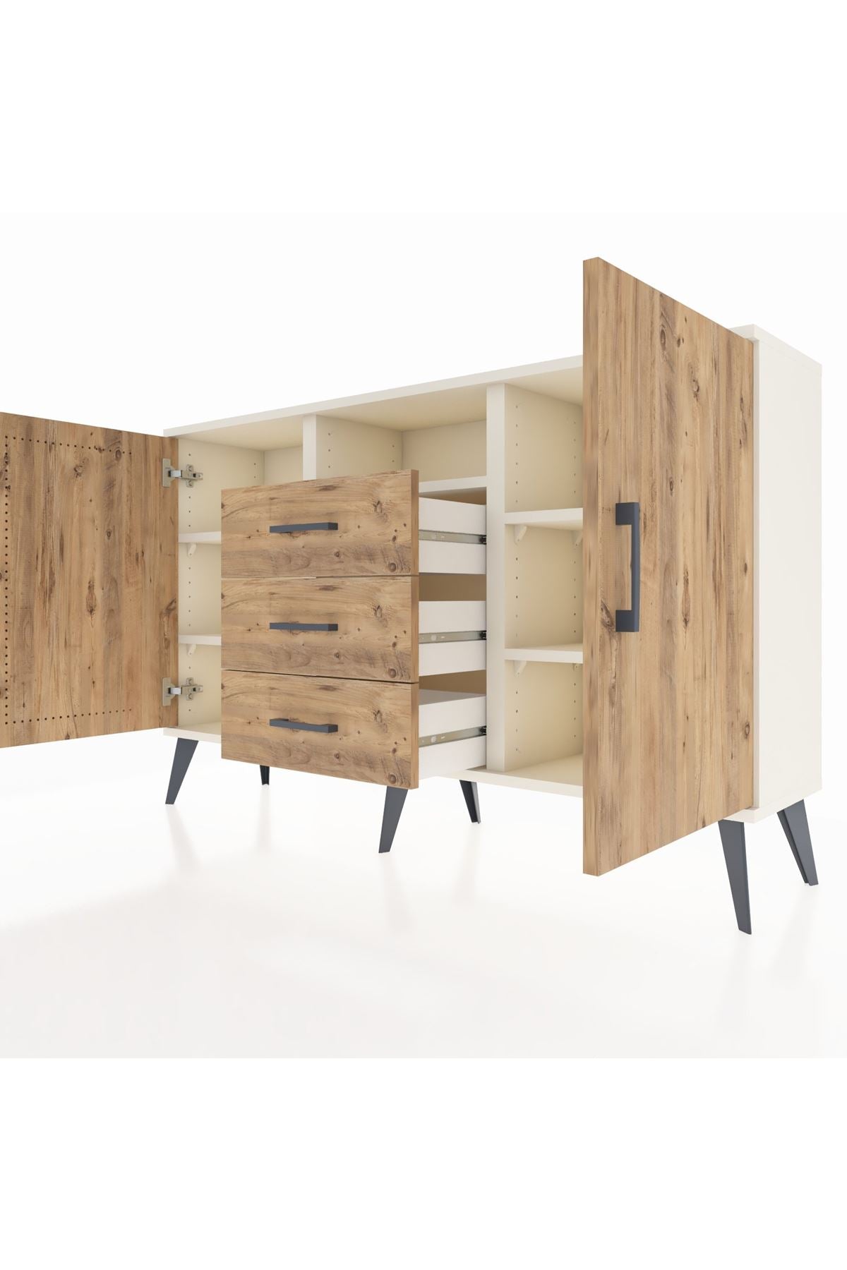 Arges Konsol 5 Raflı 3 Çekmeceli 2 Kapaklı 132x30x83 - S144M018V03A