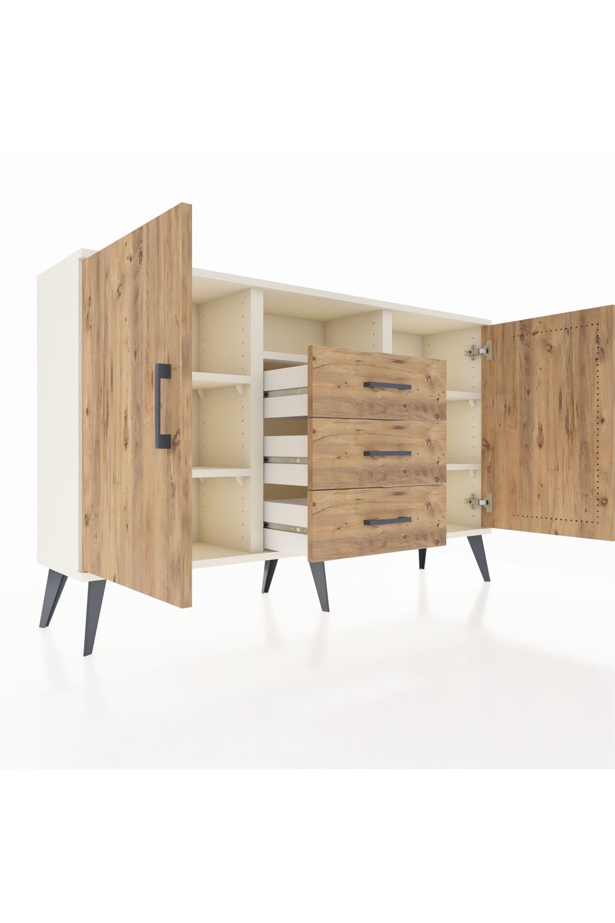 Arges Konsol 5 Raflı 3 Çekmeceli 2 Kapaklı 132x30x83 - S144M018V03A