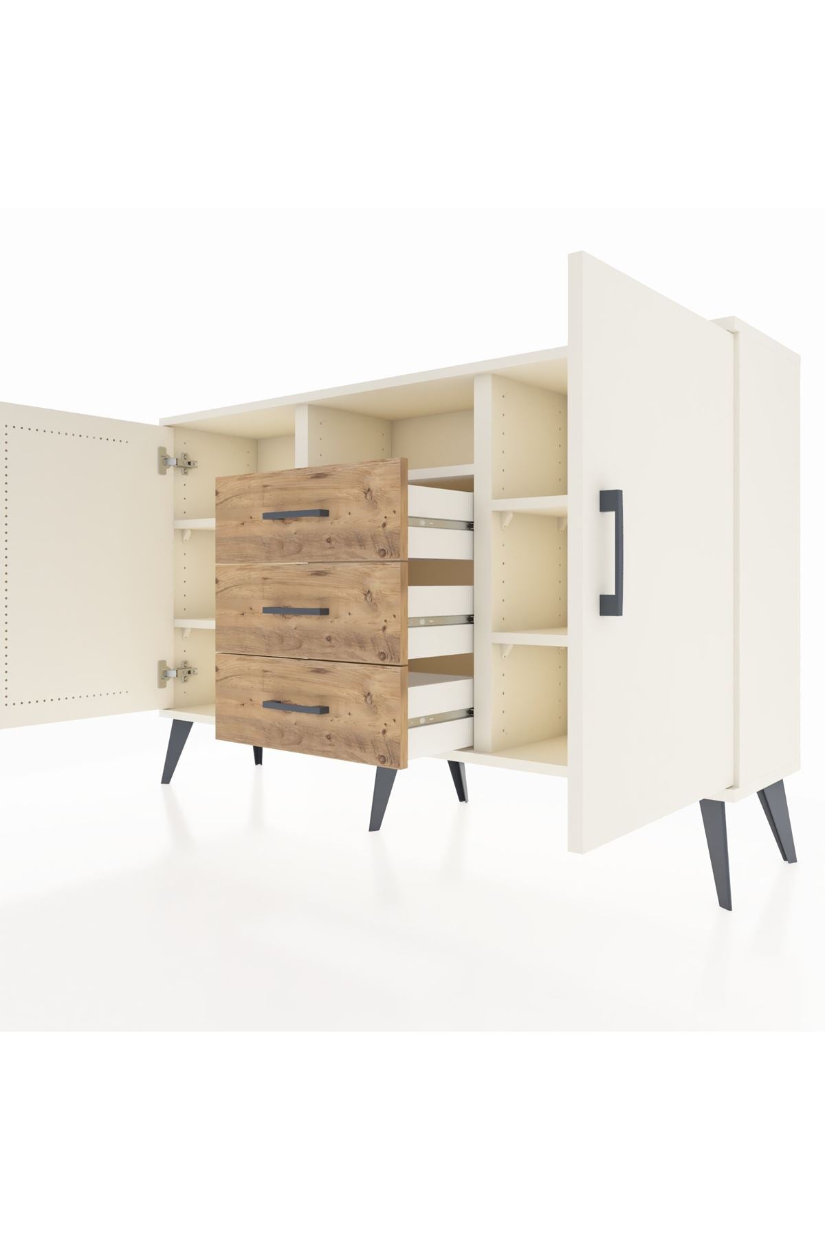 Arges Konsol 5 Raflı 3 Çekmeceli 2 Kapaklı 132x30x83 - S144M018V06A